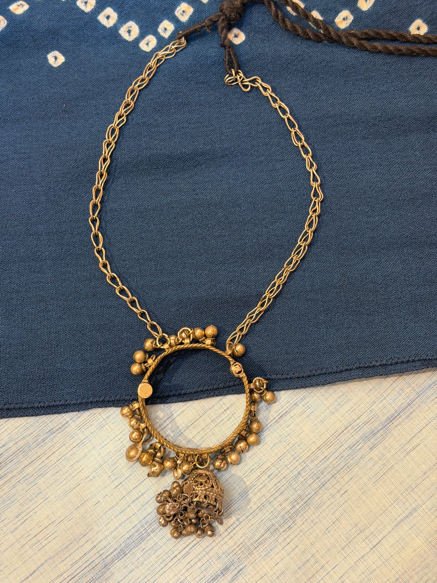 Vintage afghani necklace with kada, ghungroos n jhumki as a pendant