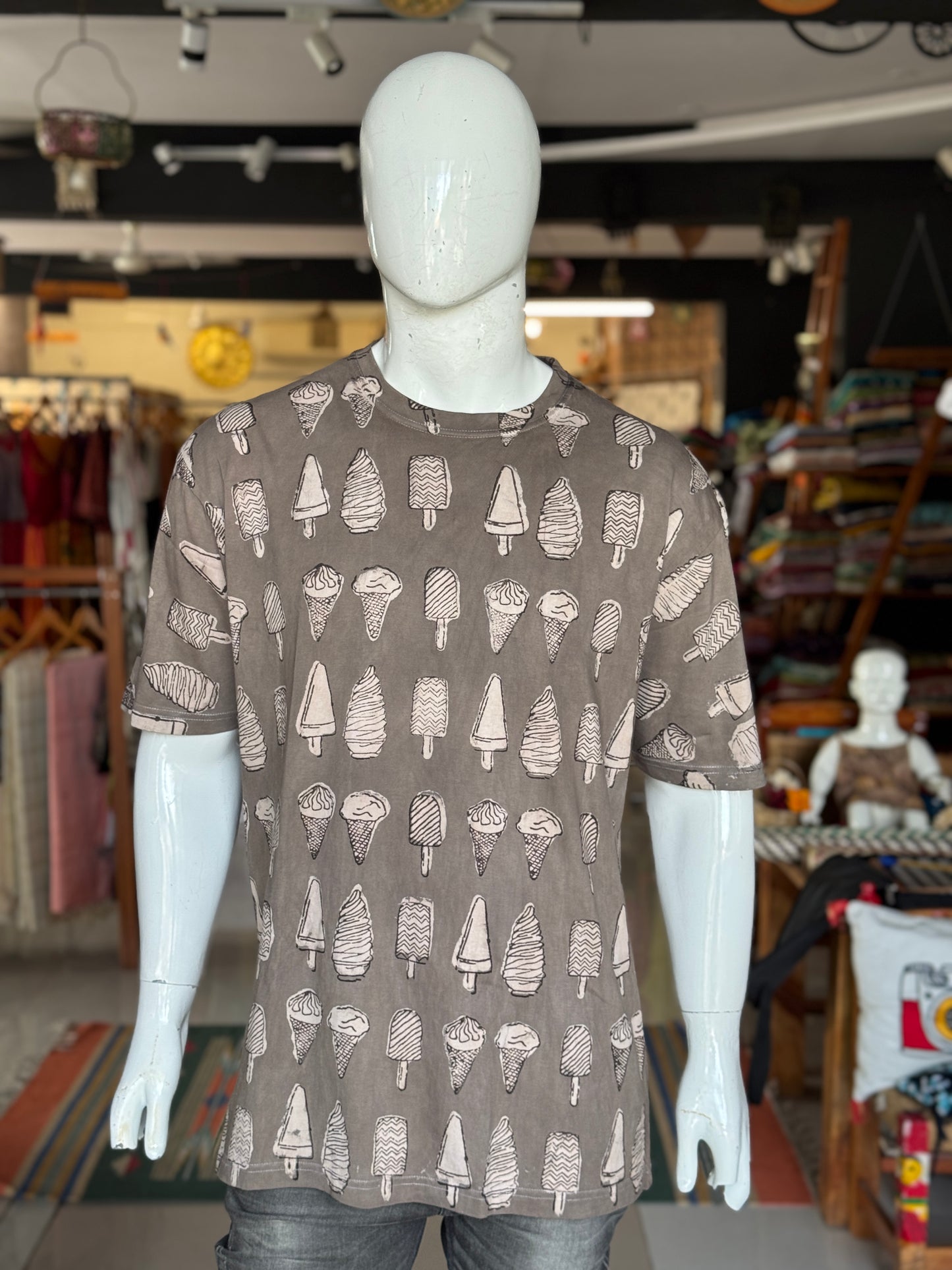 Quirky tees - hand block printed, natural dyed, mens cotton t-shirt
