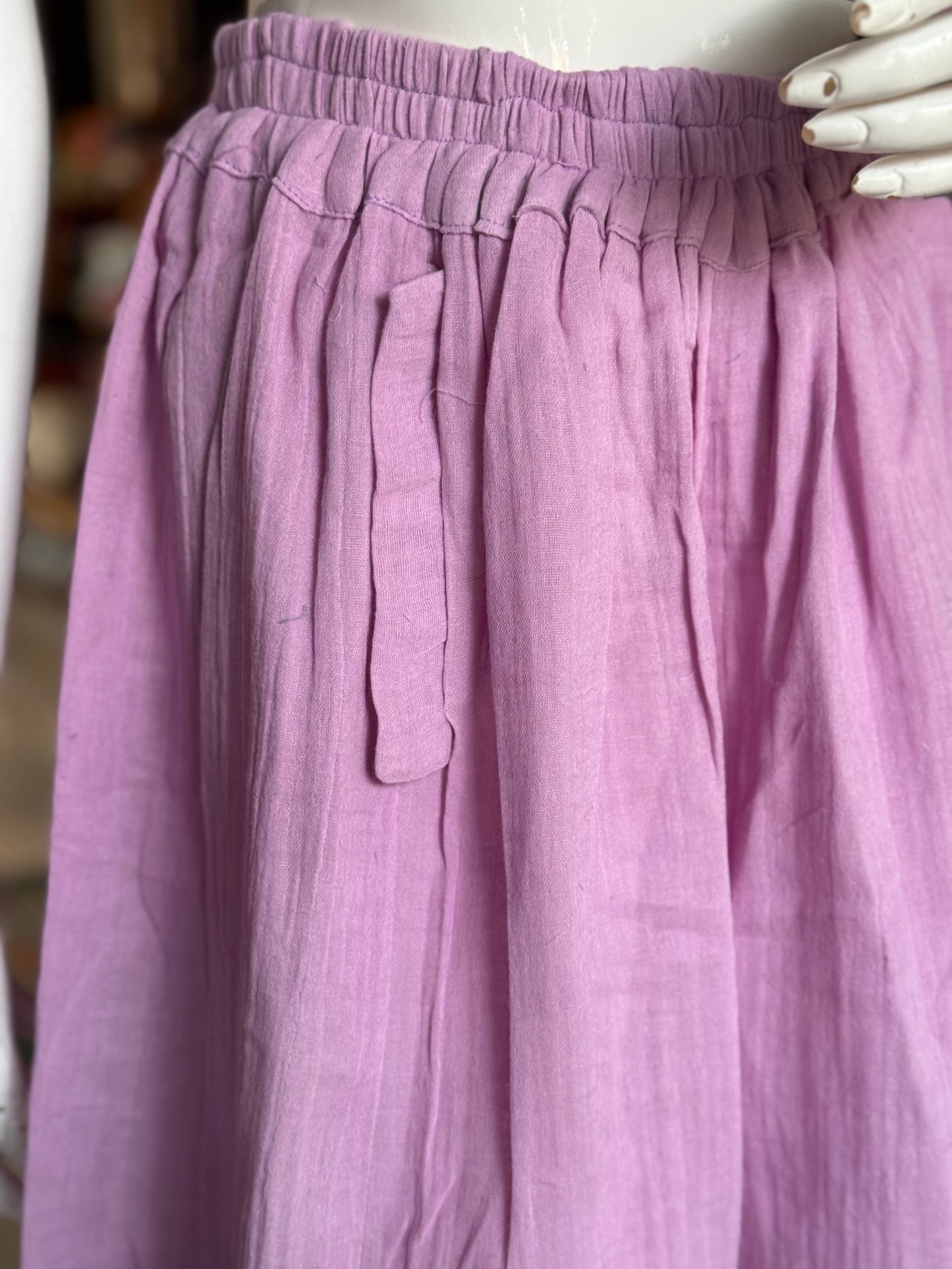 Lavender pink double cotton flared shorts for women