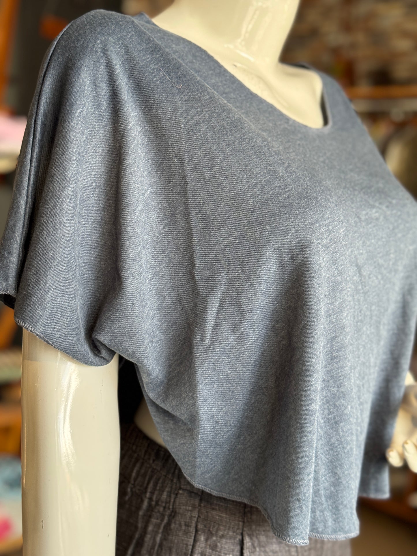 Knit cotton cape style crop top -  free size stretchable