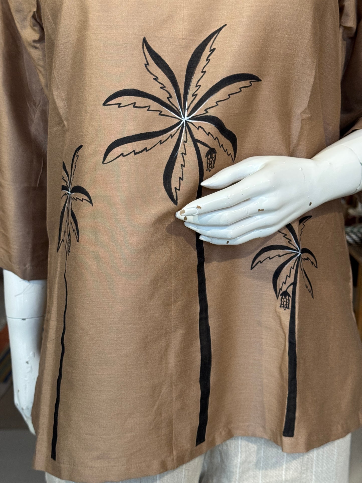 Silk cotton handpainted short kurta for women - multiple designs available