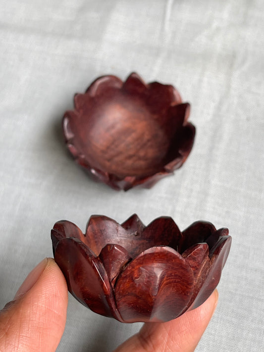 Flower shaped handmade Rose wood small bowl