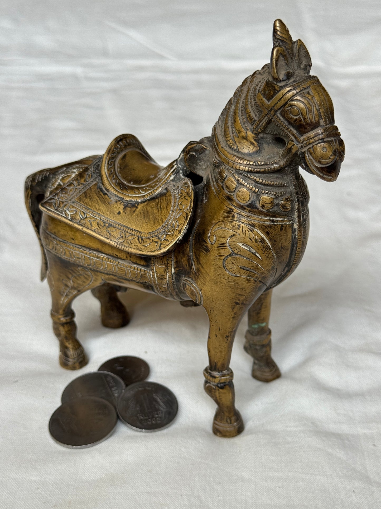 Vintage Horse money bank made of brass