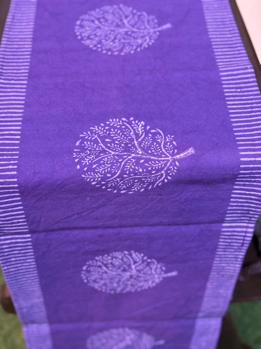 Hand block printed canvas table runner