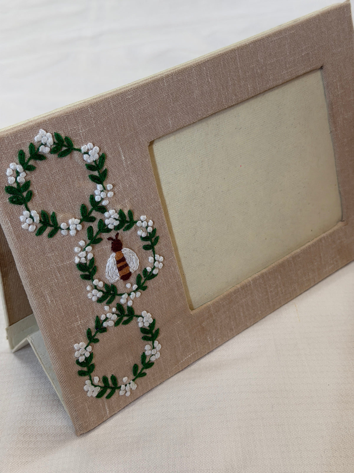 Hand embroidered light weight photo frame - colors and designs options available