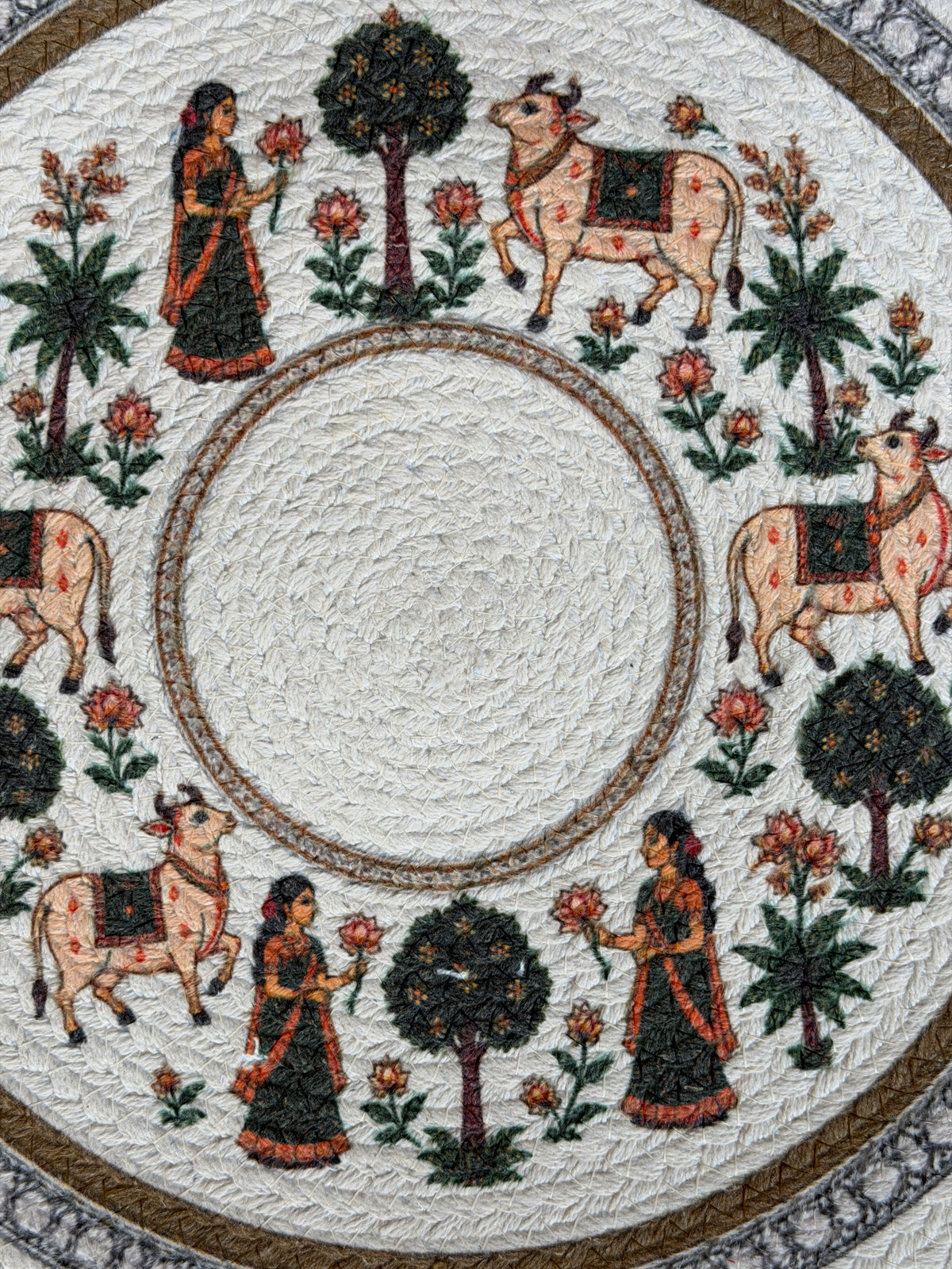 Digital printed round braided cotton placemats - multiple designs available