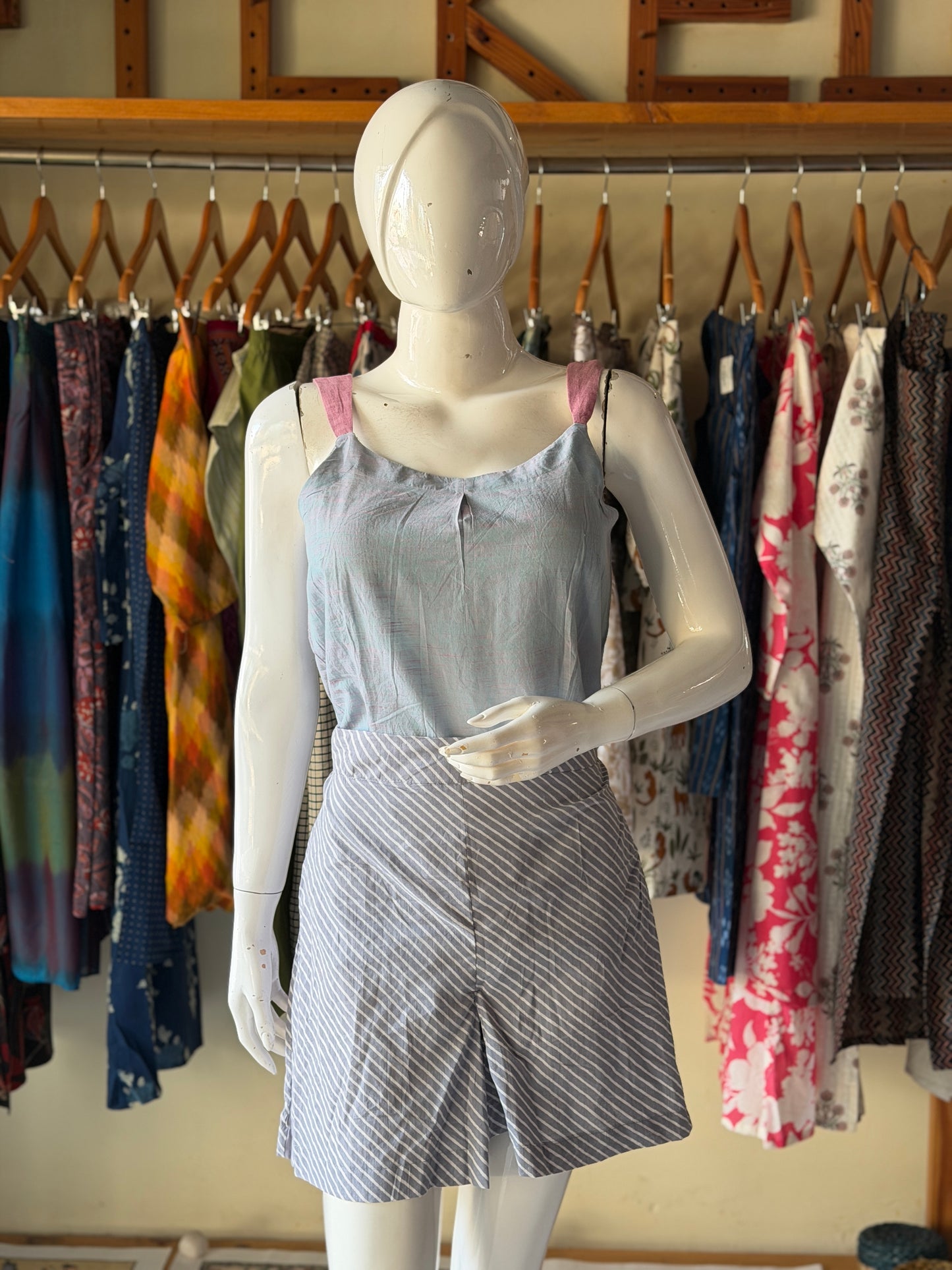 Pinkish grey cotton sleeveless top