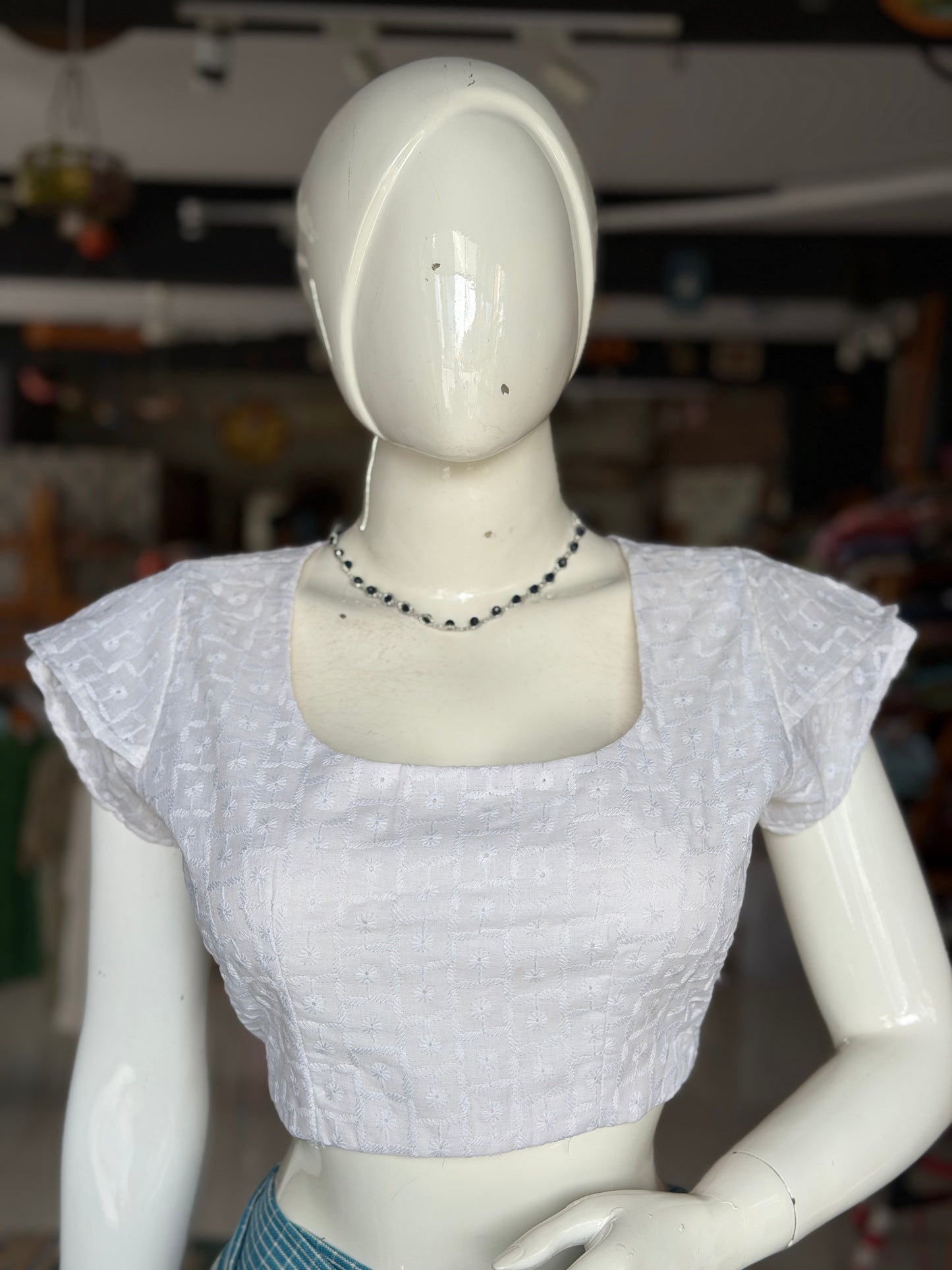 White hakoba short sleeved cotton blouse - front and back open options available