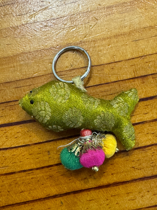 Fish stuffed fabric based key ring
