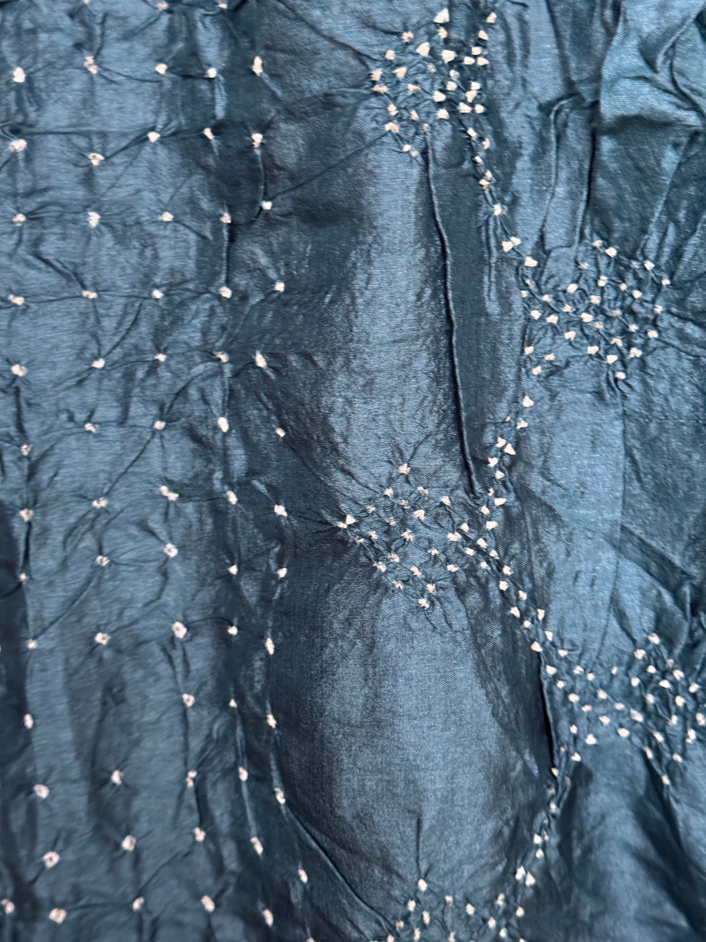 Teal green fine bandini hand woven tussar silk stole