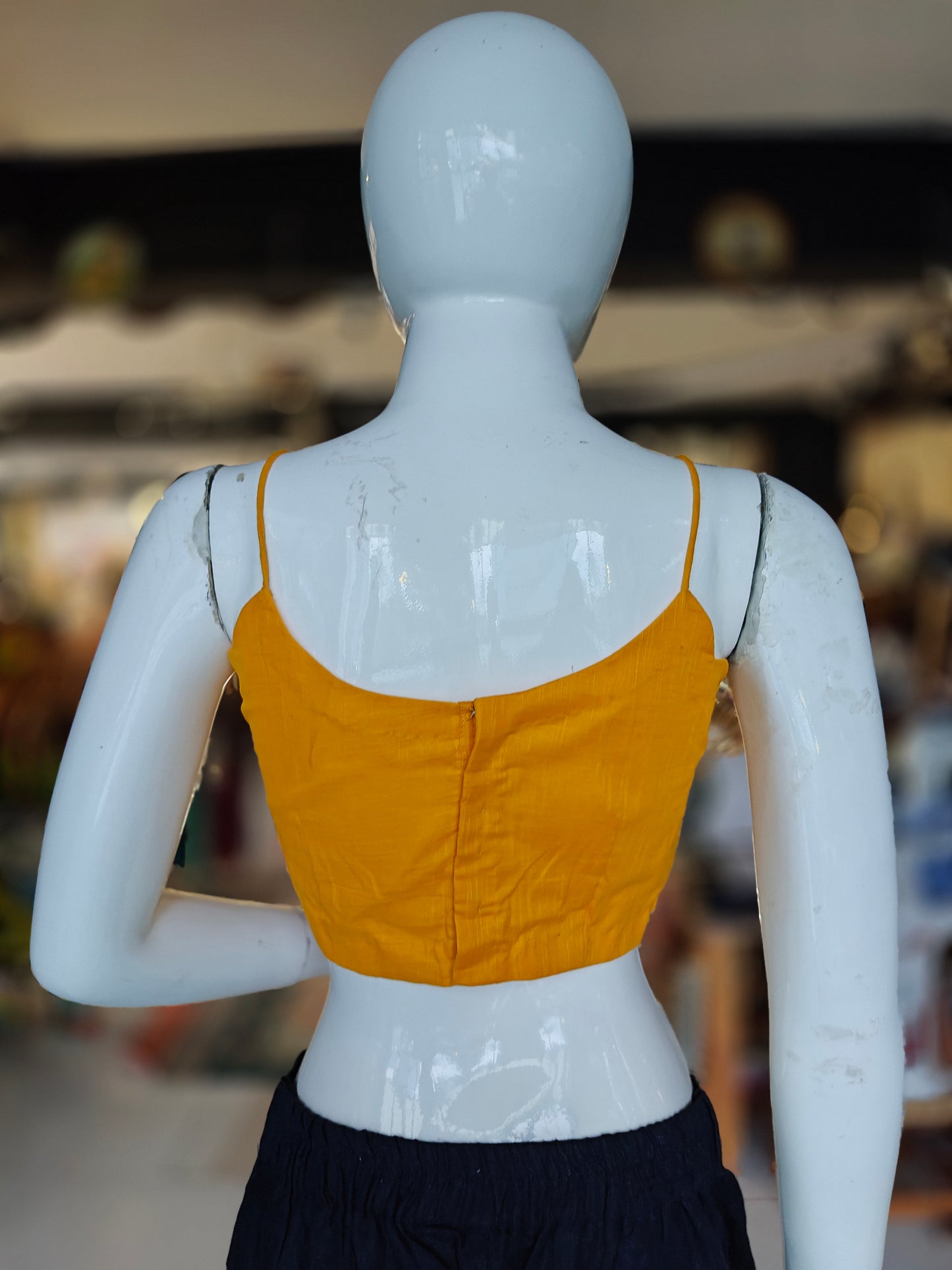 Noodle strap cotton blouse - with lining and pads