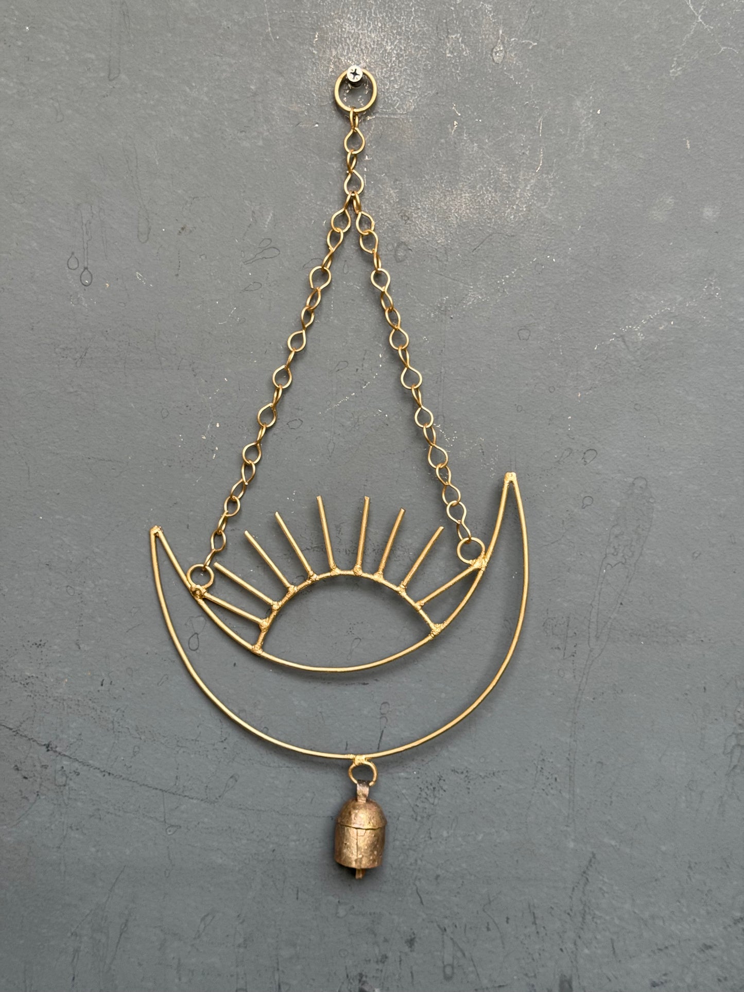 Surya chandra - sun and moon - copper handcrafted bell hanging