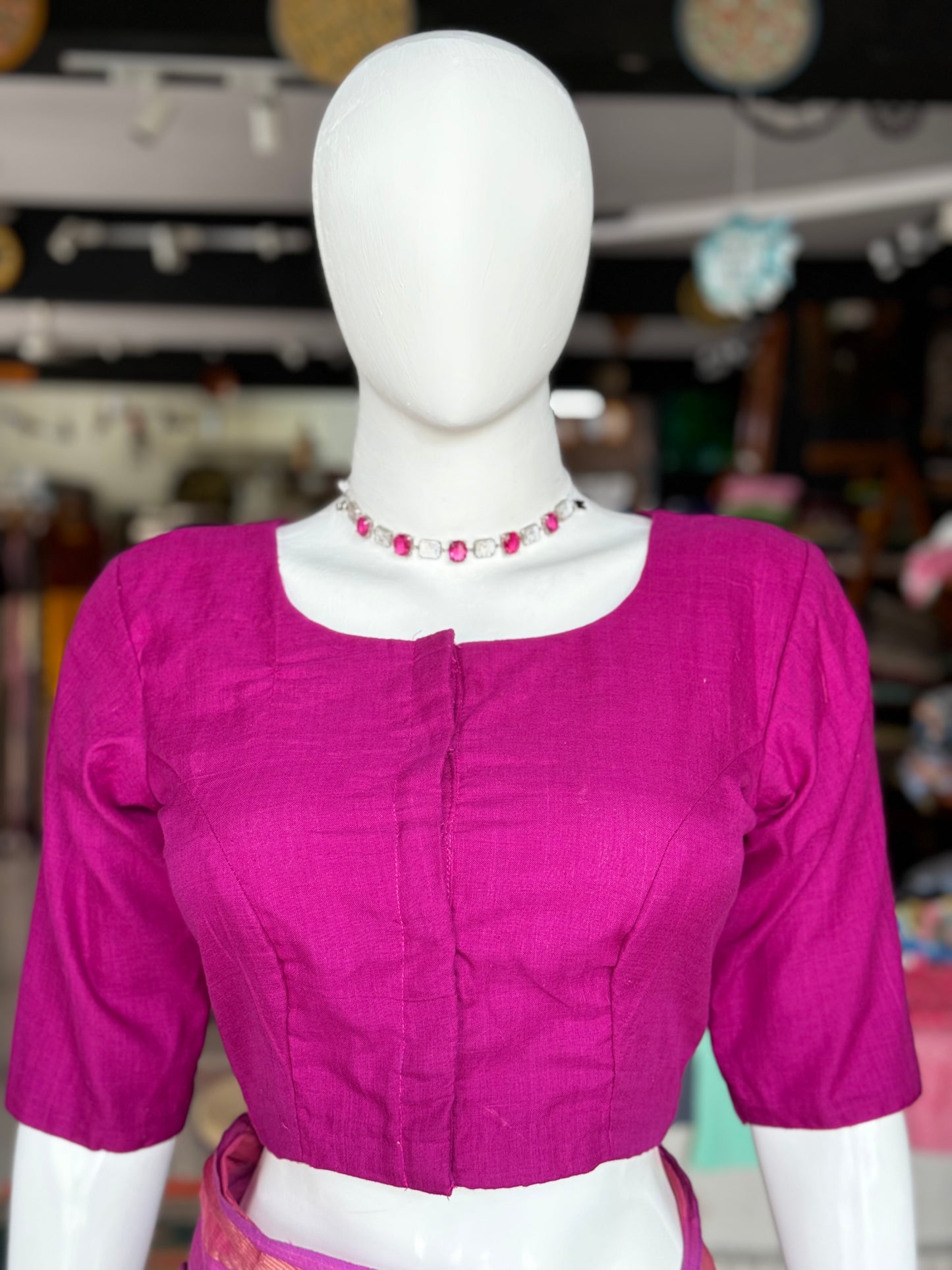 Purple hand painted front open cotton blouse