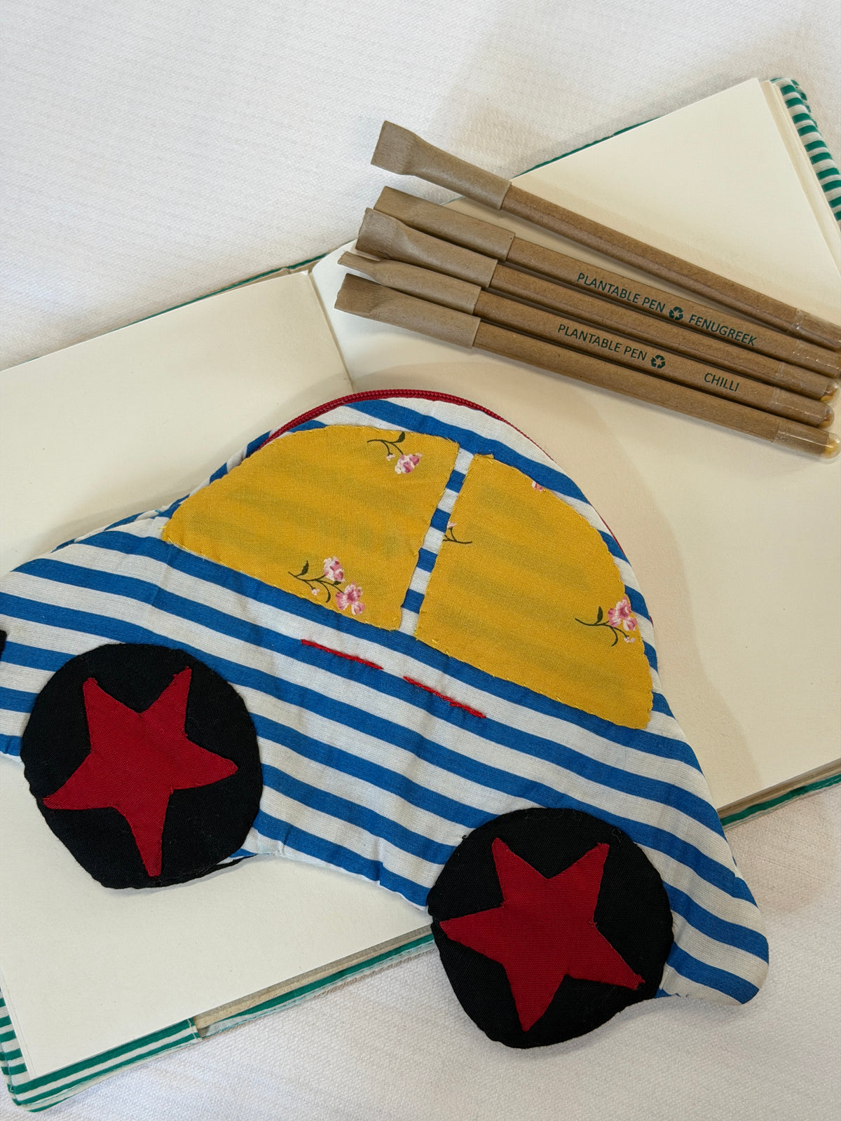 Car shaped pencil pouch with zipper closure - color options available