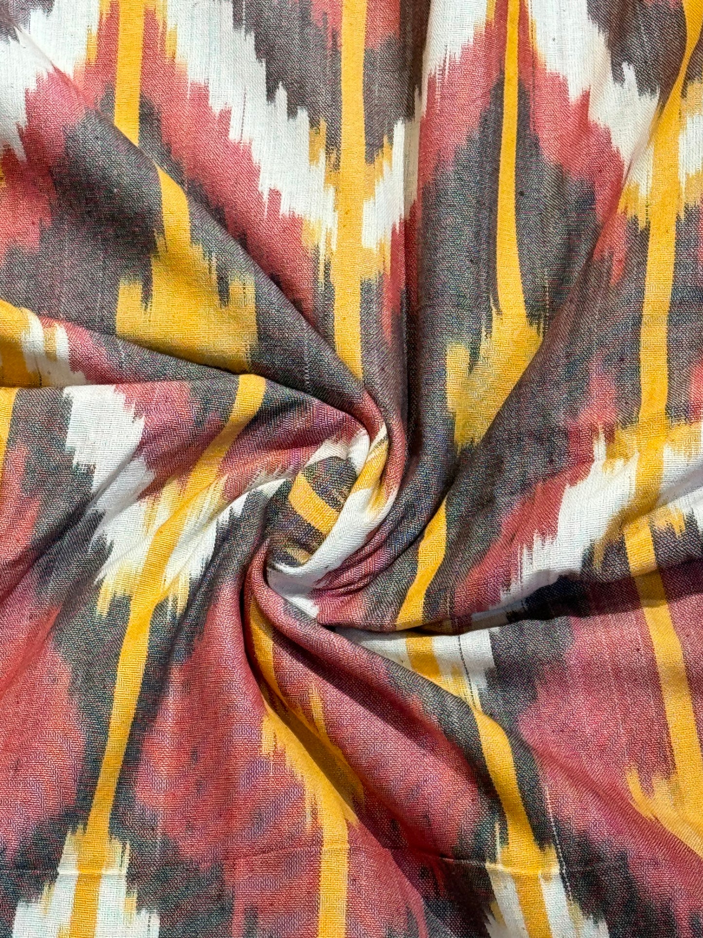 Red and orange thick ikat cotton fabric for home furnishings