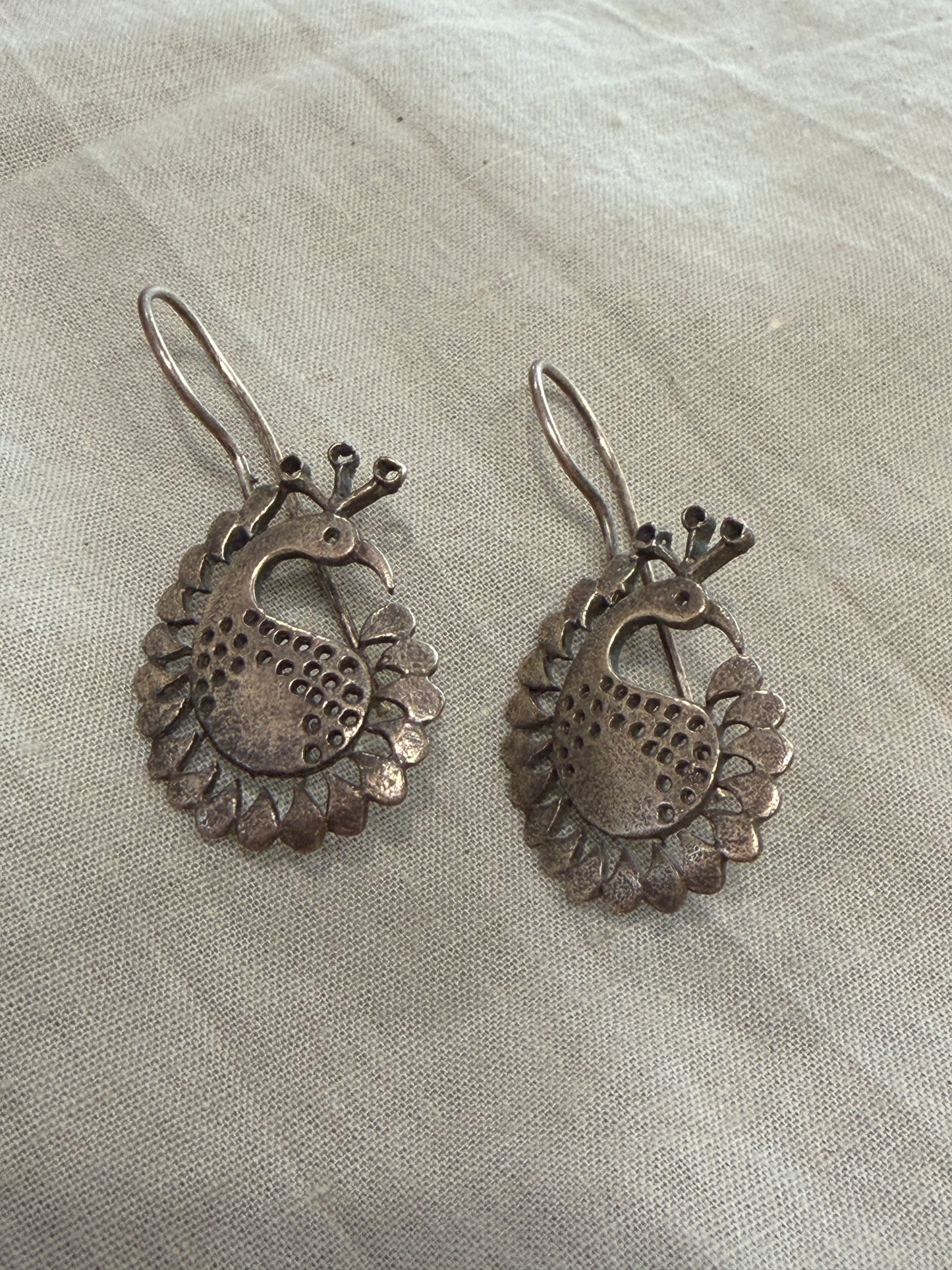 Peacock ear hooks - light weight jewelry