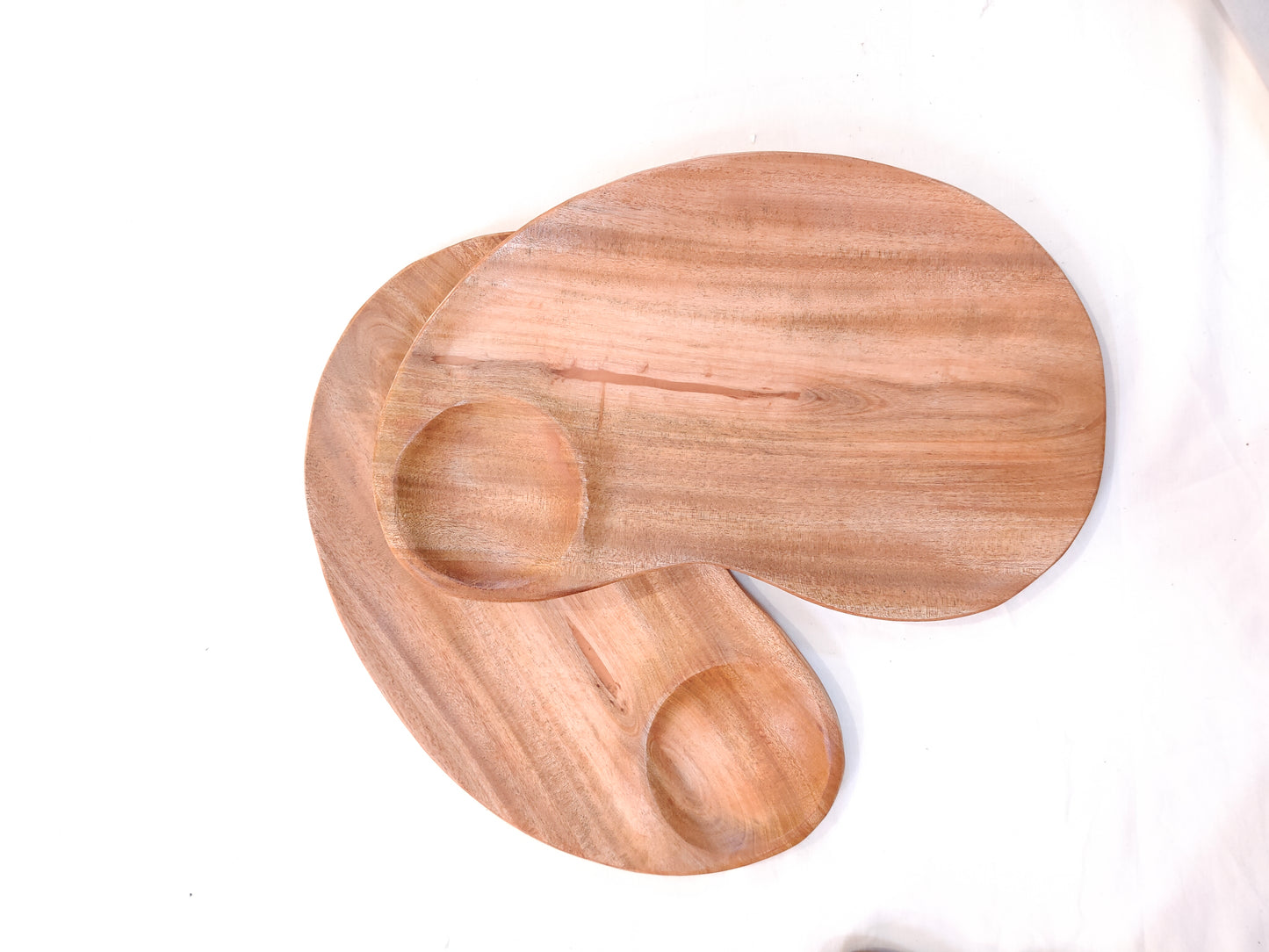 Paisley shaped handcrafted Neem wood tray with sauce dip hole