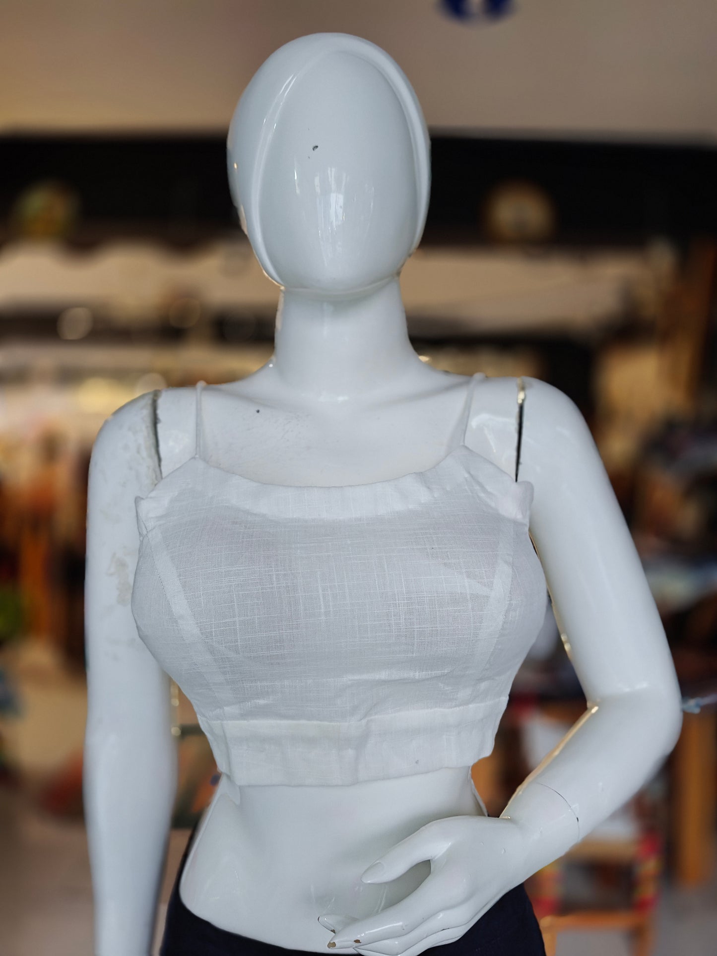 Noodle strap cotton blouse - with lining and pads