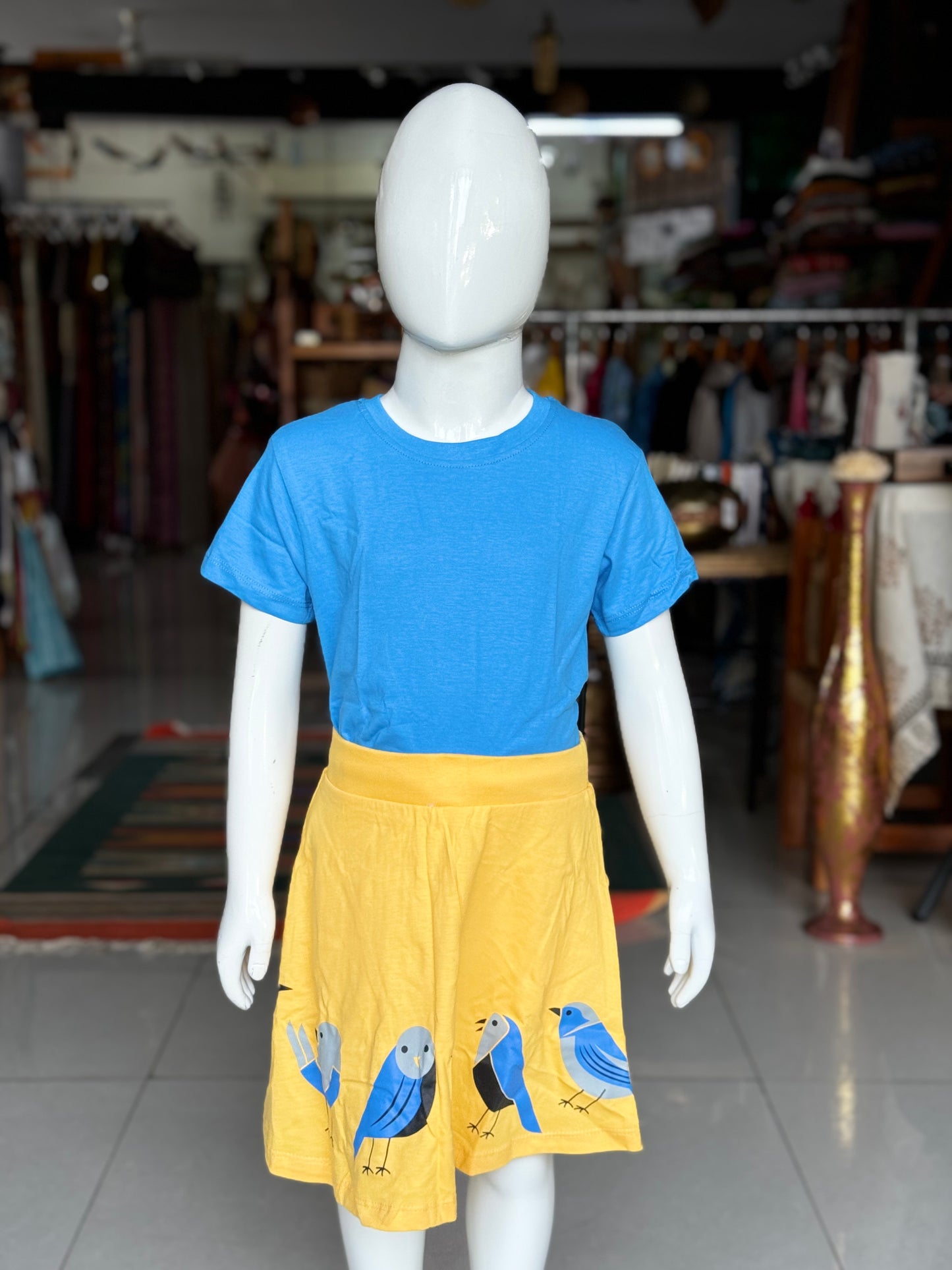 Knit cotton skirt with fun prints and attached under shorts for girls