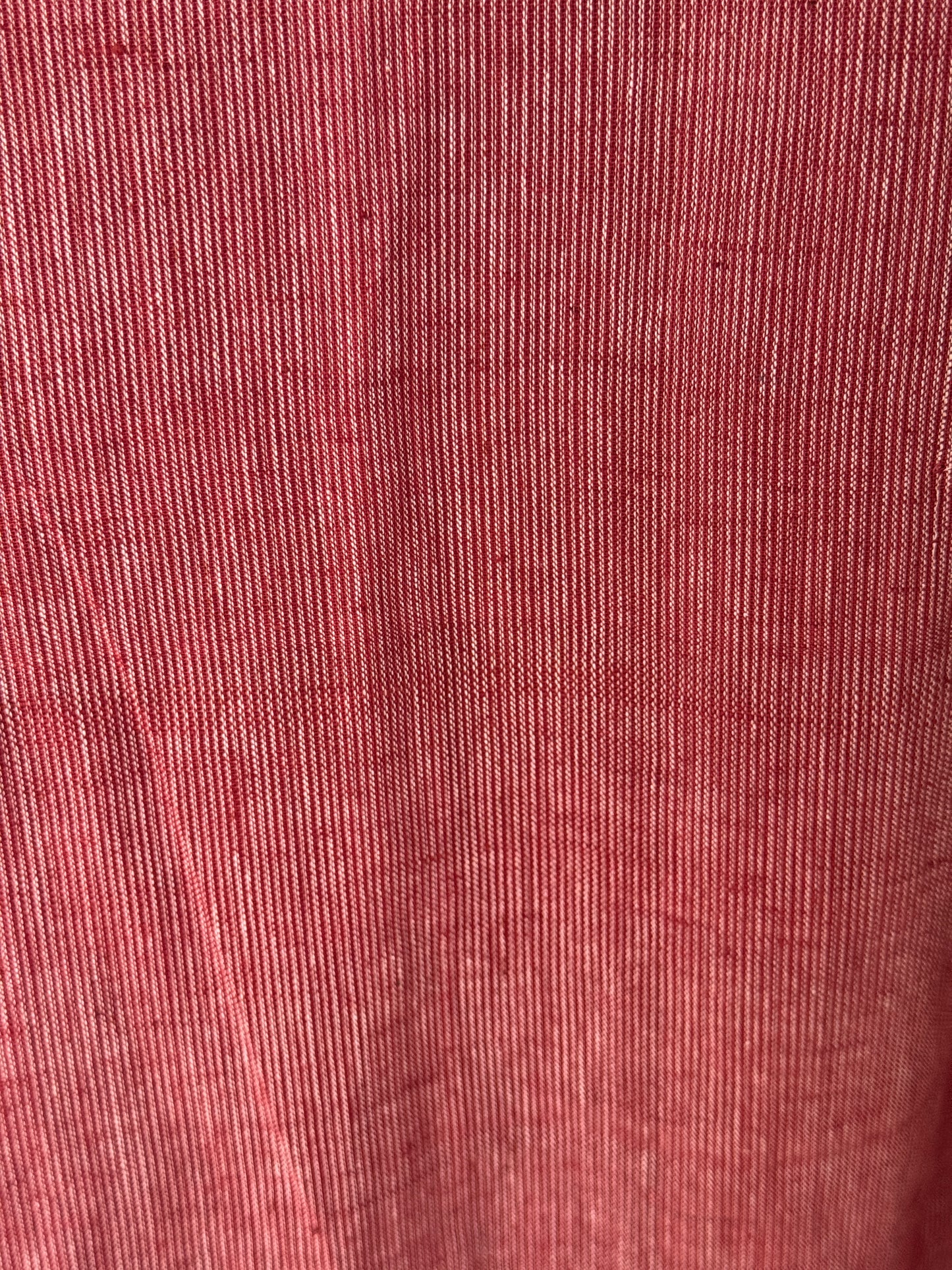 Maroon fine stripes hand woven, cotton dress with gathers at hem