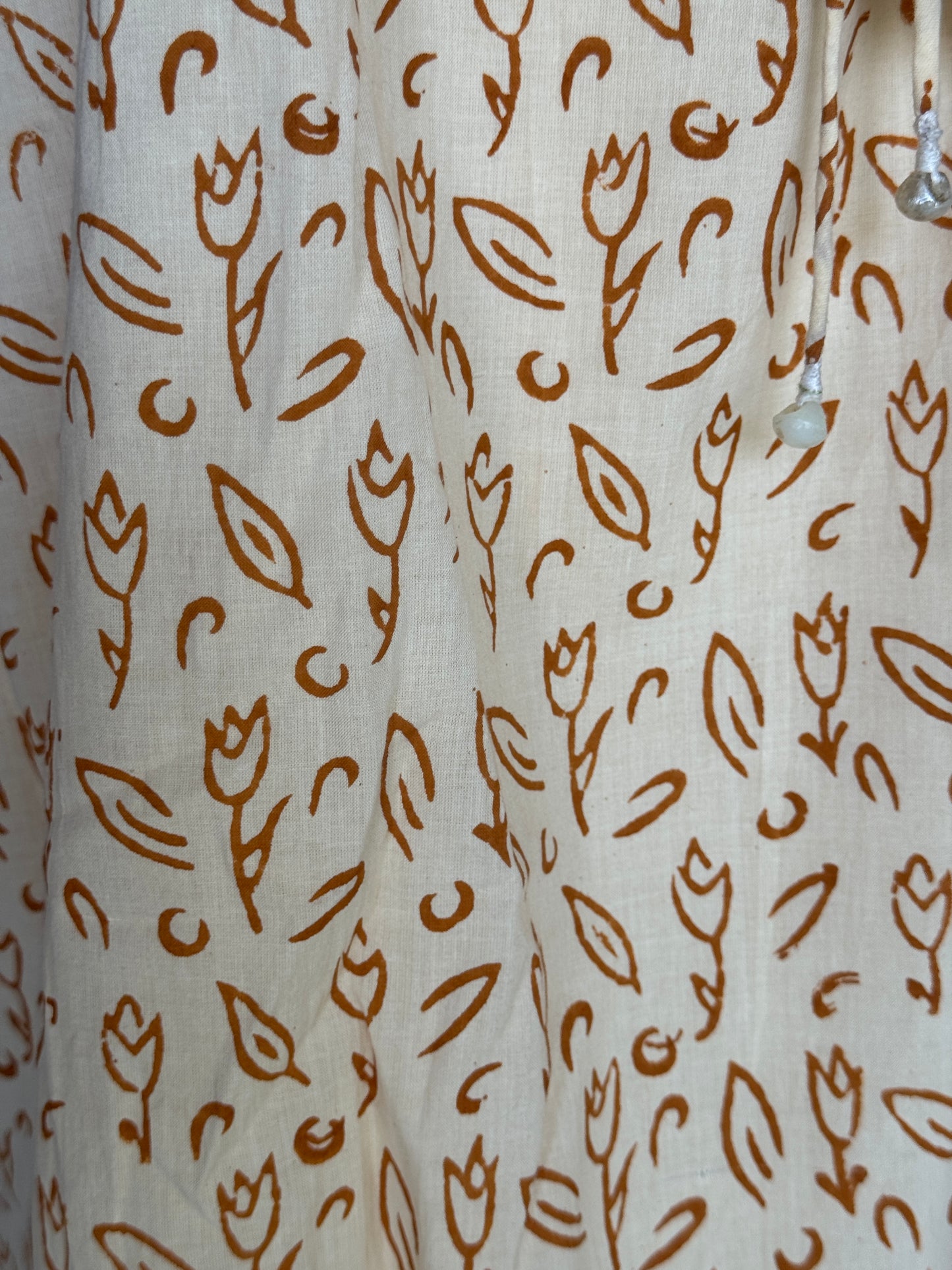 Caramel cotton hand block printed dress with 2 piece coord set look