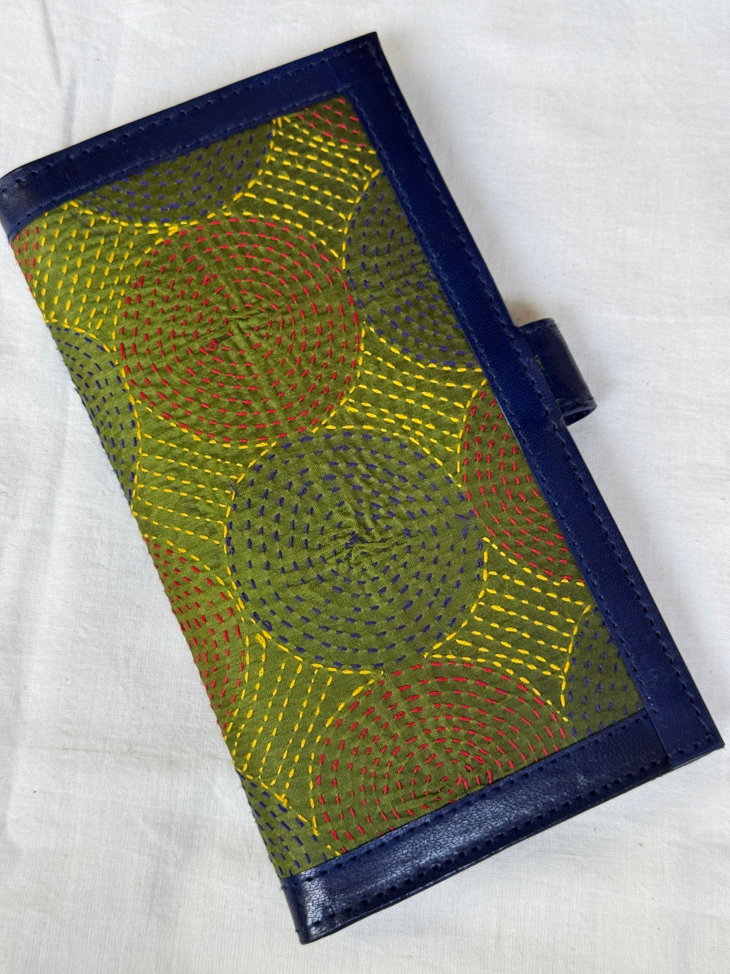 Fabric and leather based hand crafted ladies wallet