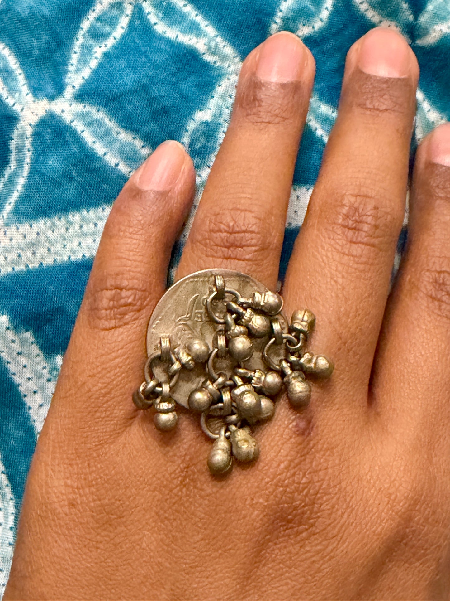 1 rupee coin handcrafted finger ring with ghungroos