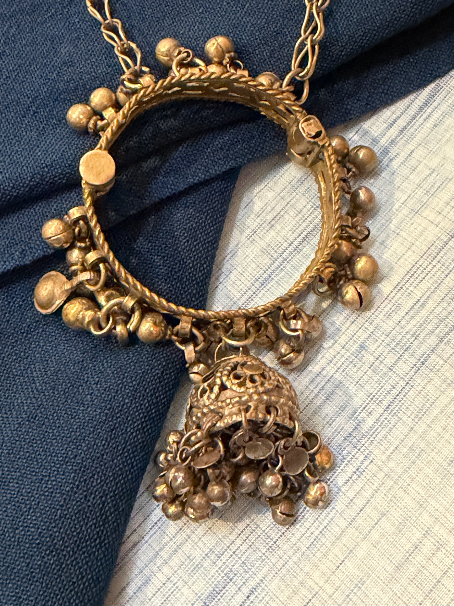 Vintage afghani necklace with kada, ghungroos n jhumki as a pendant