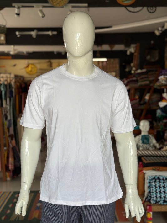 White plain cotton tshirt - unisex