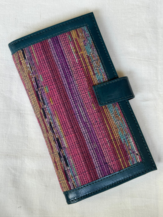 Fabric and leather based hand crafted ladies wallet