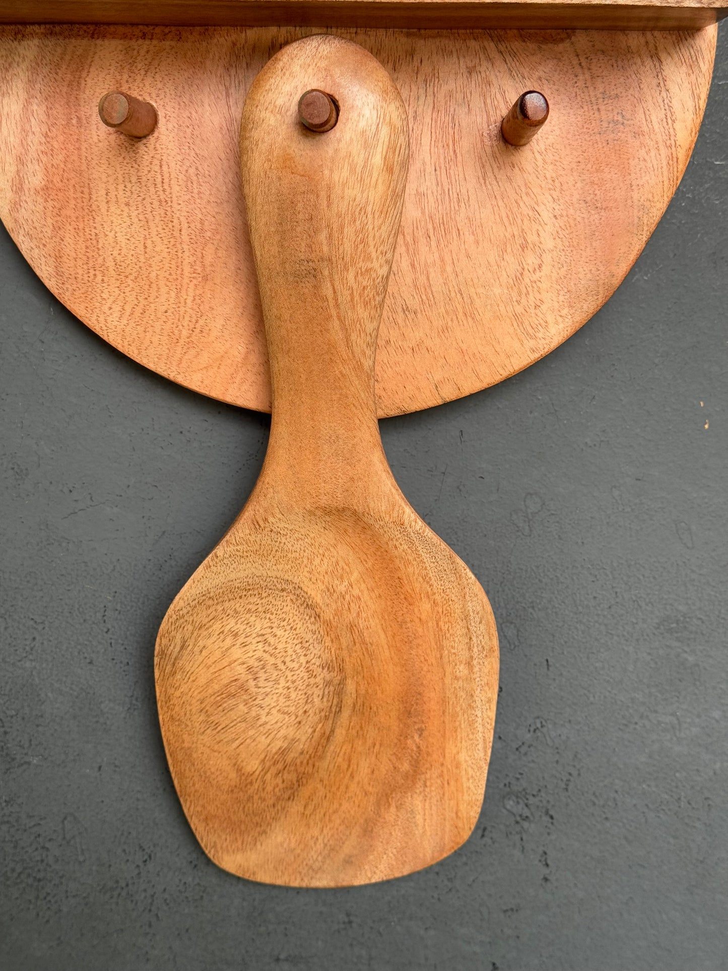 Wooden rice serving paddle spoon - handcrafted in neem wood