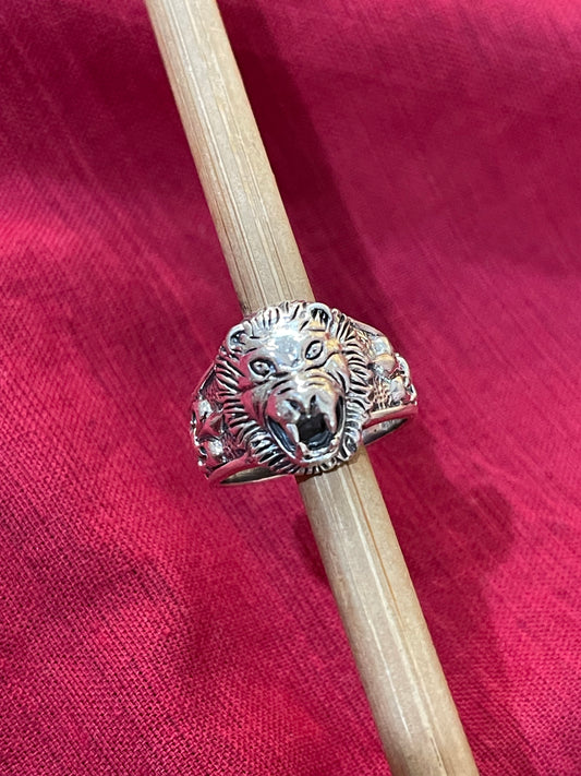 Tiger face 92.5 sterling silver finger ring for men