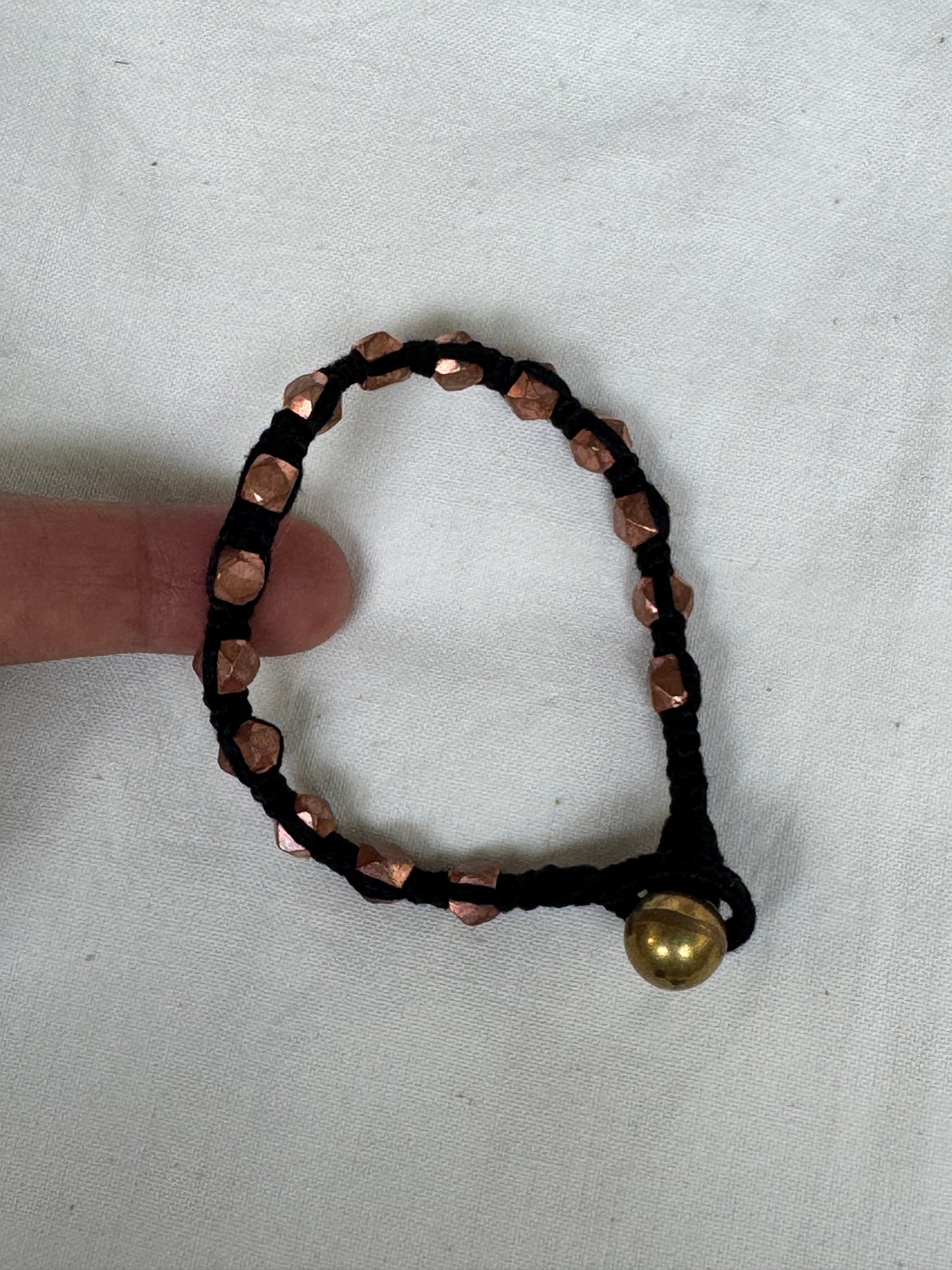 Nazariya bracelet - brass dokra handcrafted beads with black thread - single