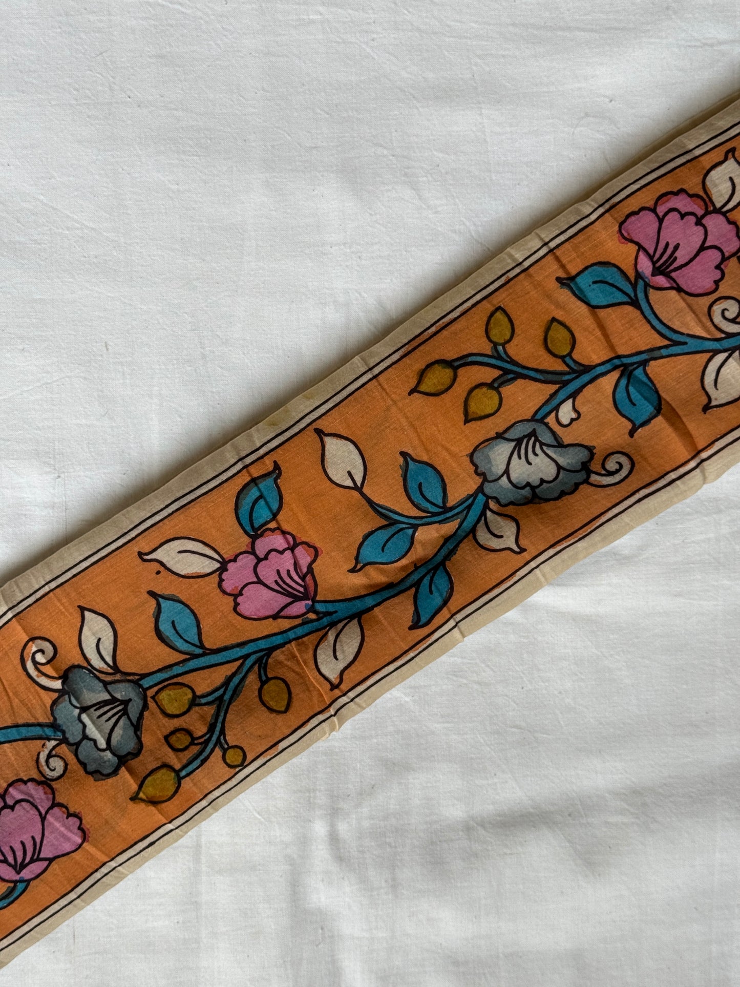 Silk pen Kalamkari hand painted border - colors and designs options available