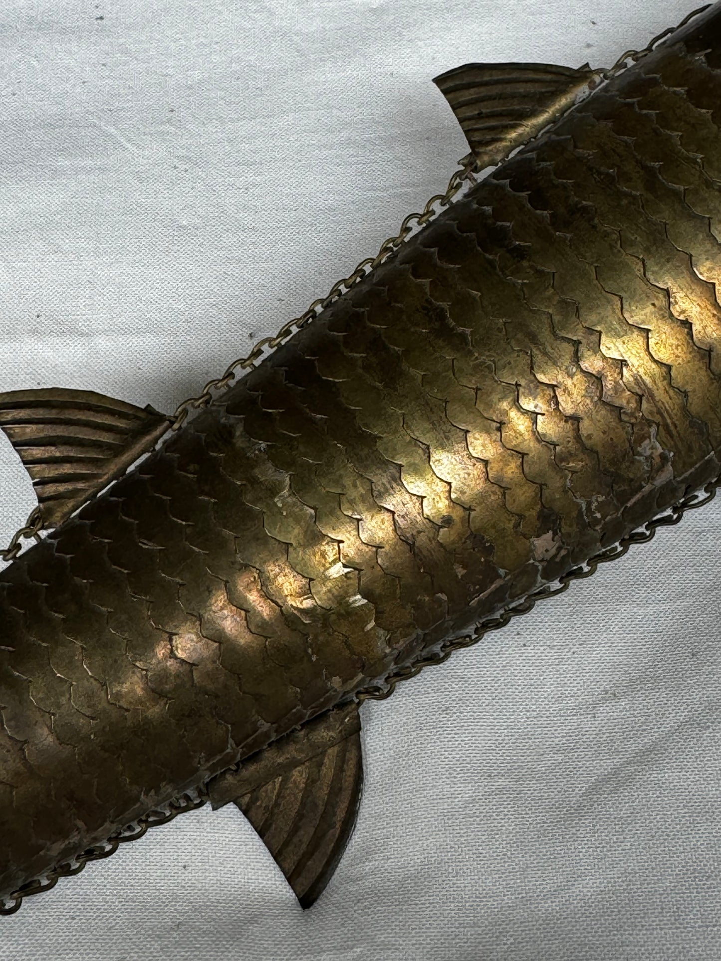 Fish - vintage piece handcrafted in brass - with spring action for bending