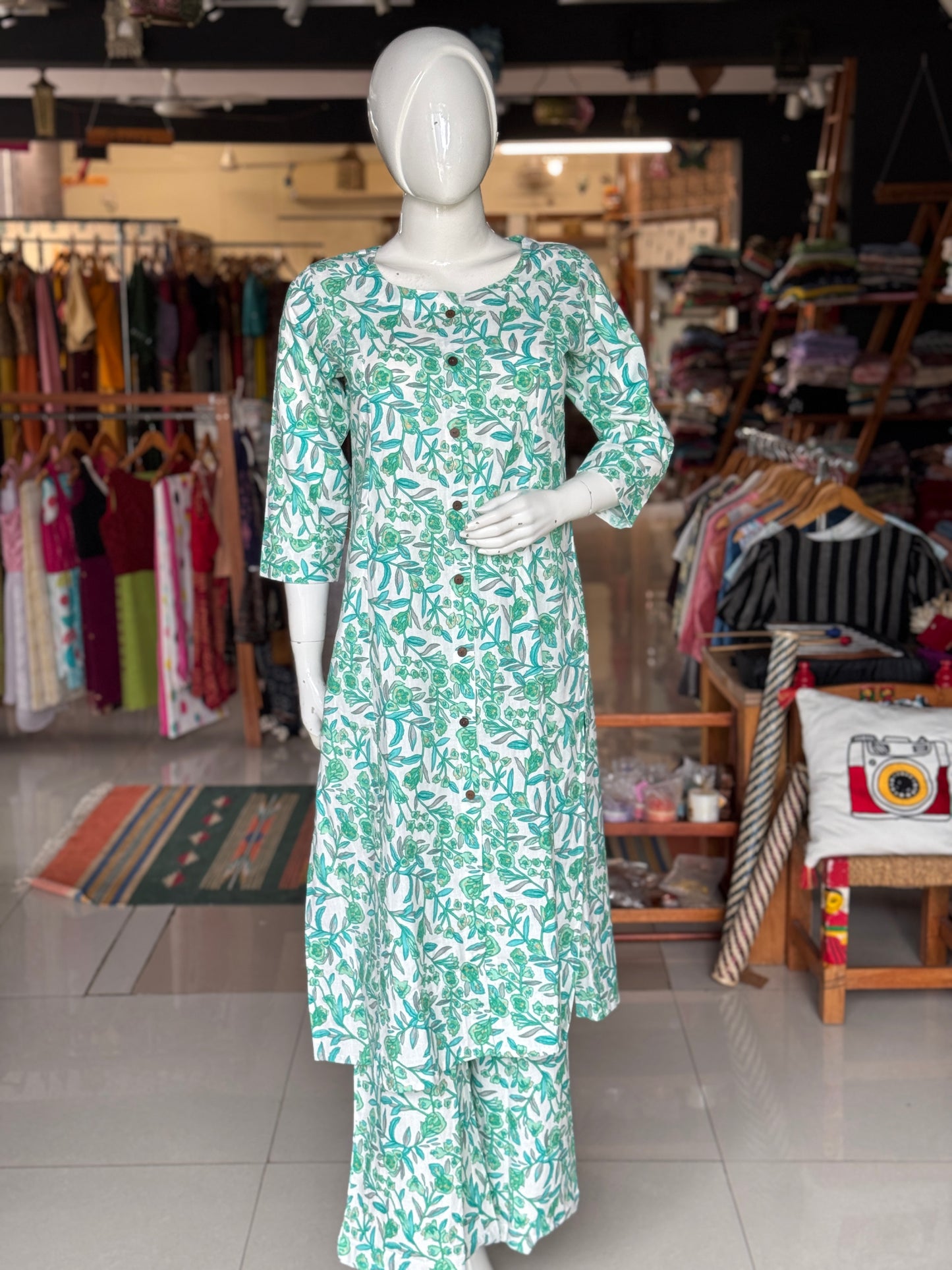 Coord set - 2 piece flex cotton kurti, flared pants - multiple prints options
