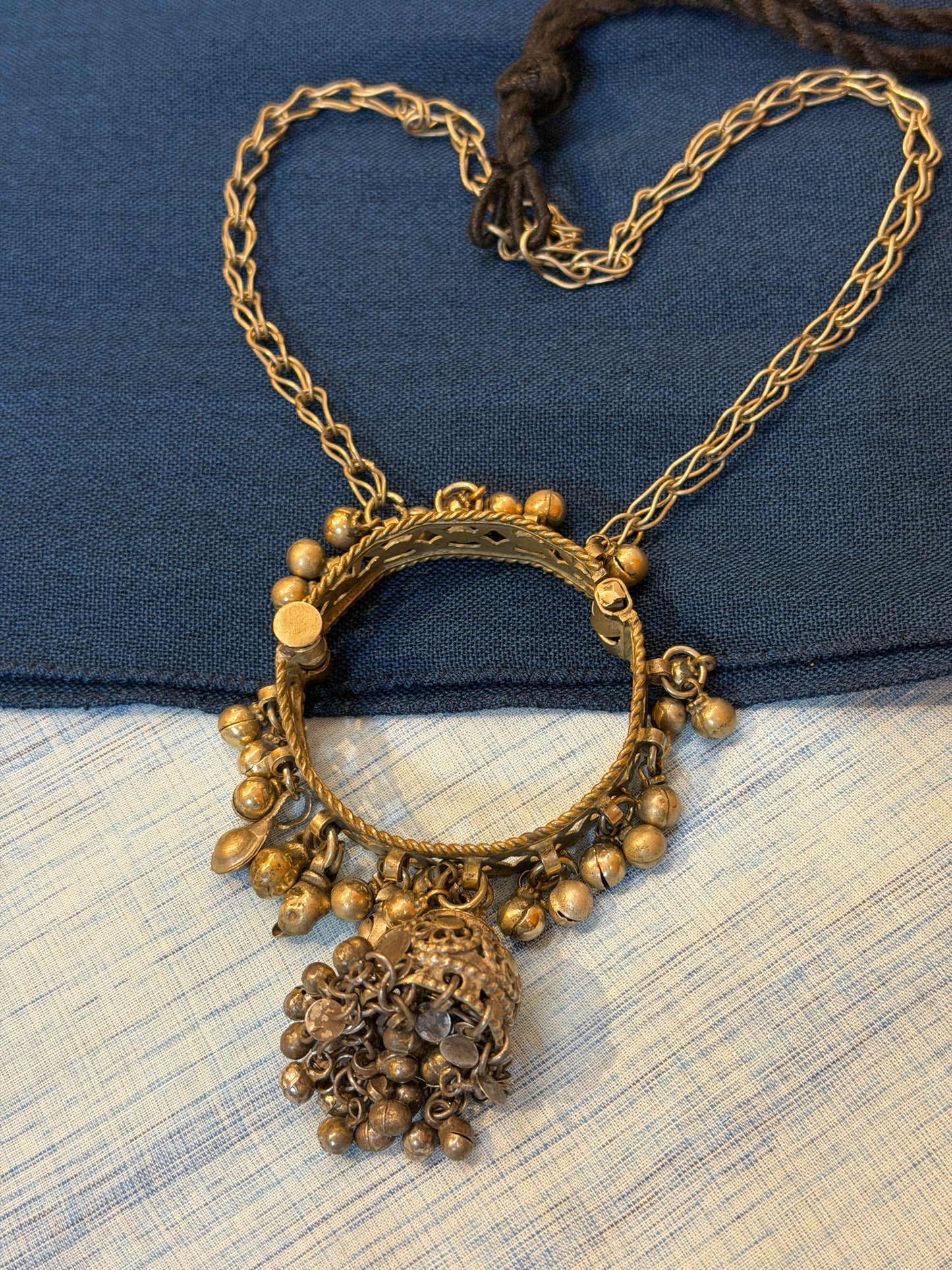 Vintage afghani necklace with kada, ghungroos n jhumki as a pendant