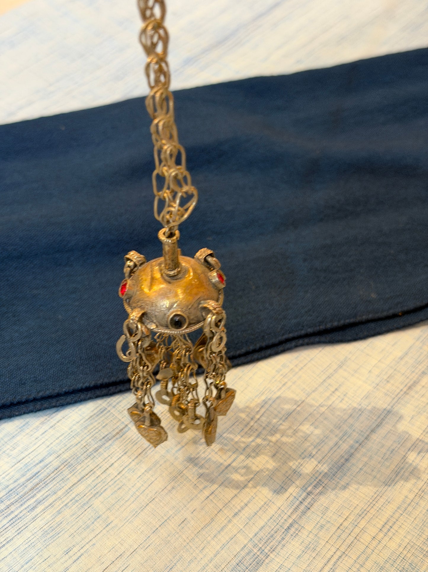 3D half sphere pendant n chain drops with big links chain handcrafted necklace