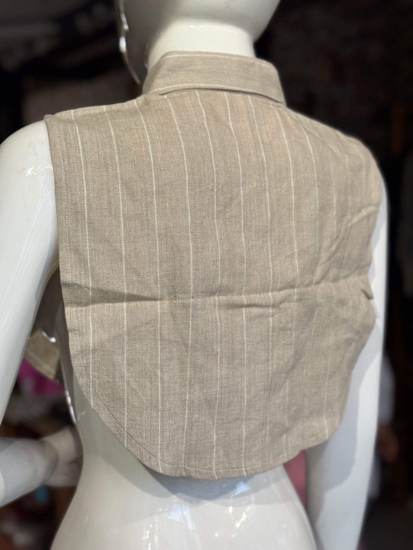 Stripes fake shirt collar / Dickey collar accessory in handloom linen