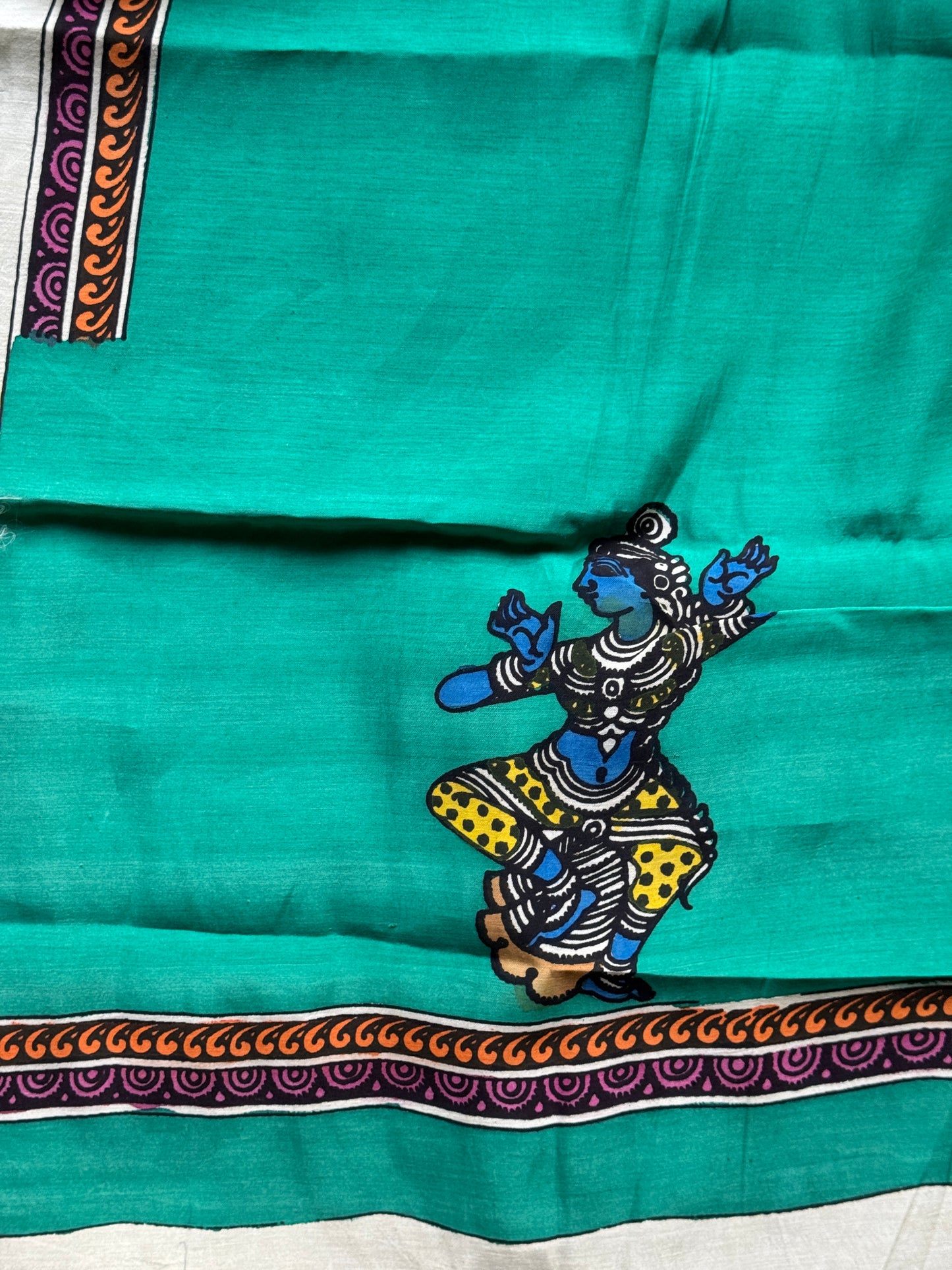 Silk Pen Kalamkari handpainted unstitched blouse piece with border - multiple designs n colors available