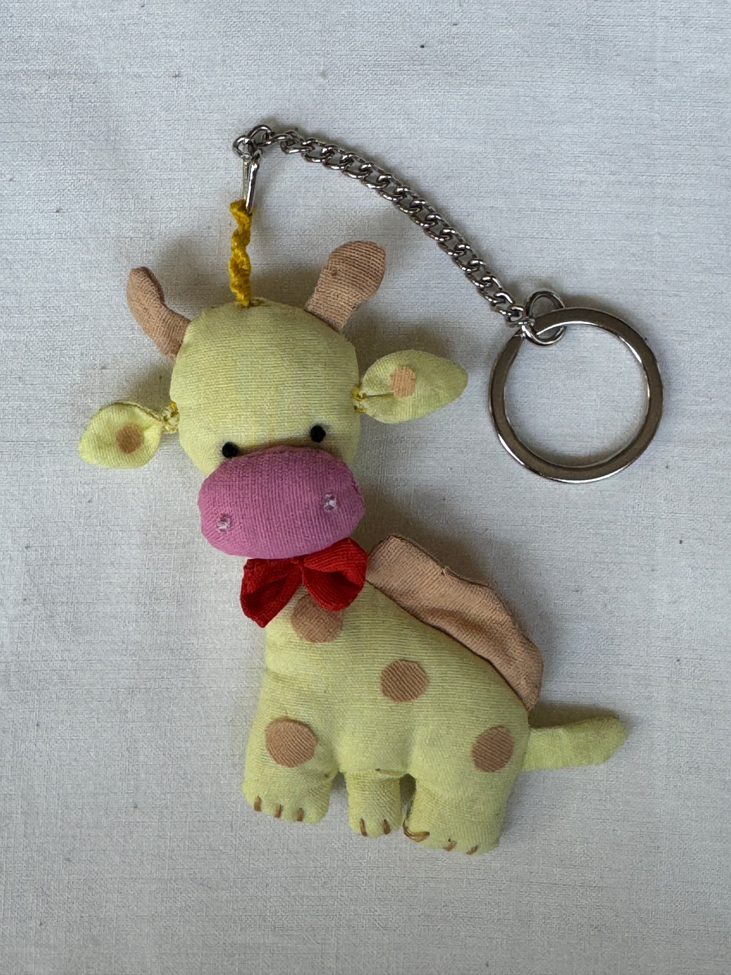 Handcrafted fabric based animal figures key ring with natural cotton filling
