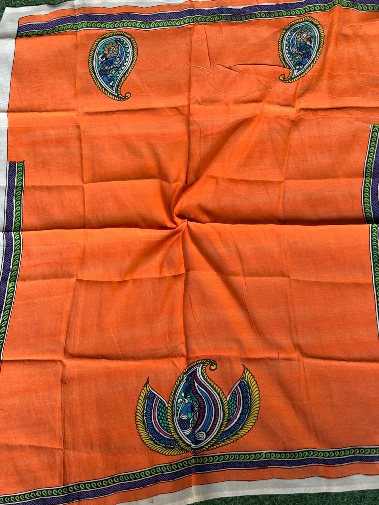 Silk Pen Kalamkari handpainted unstitched blouse piece with border - multiple designs n colors available