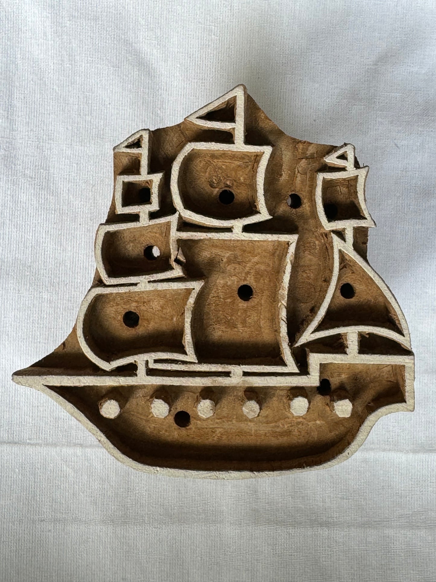 Yacht wooden hand carved block for printing and decor - cute gifts for children