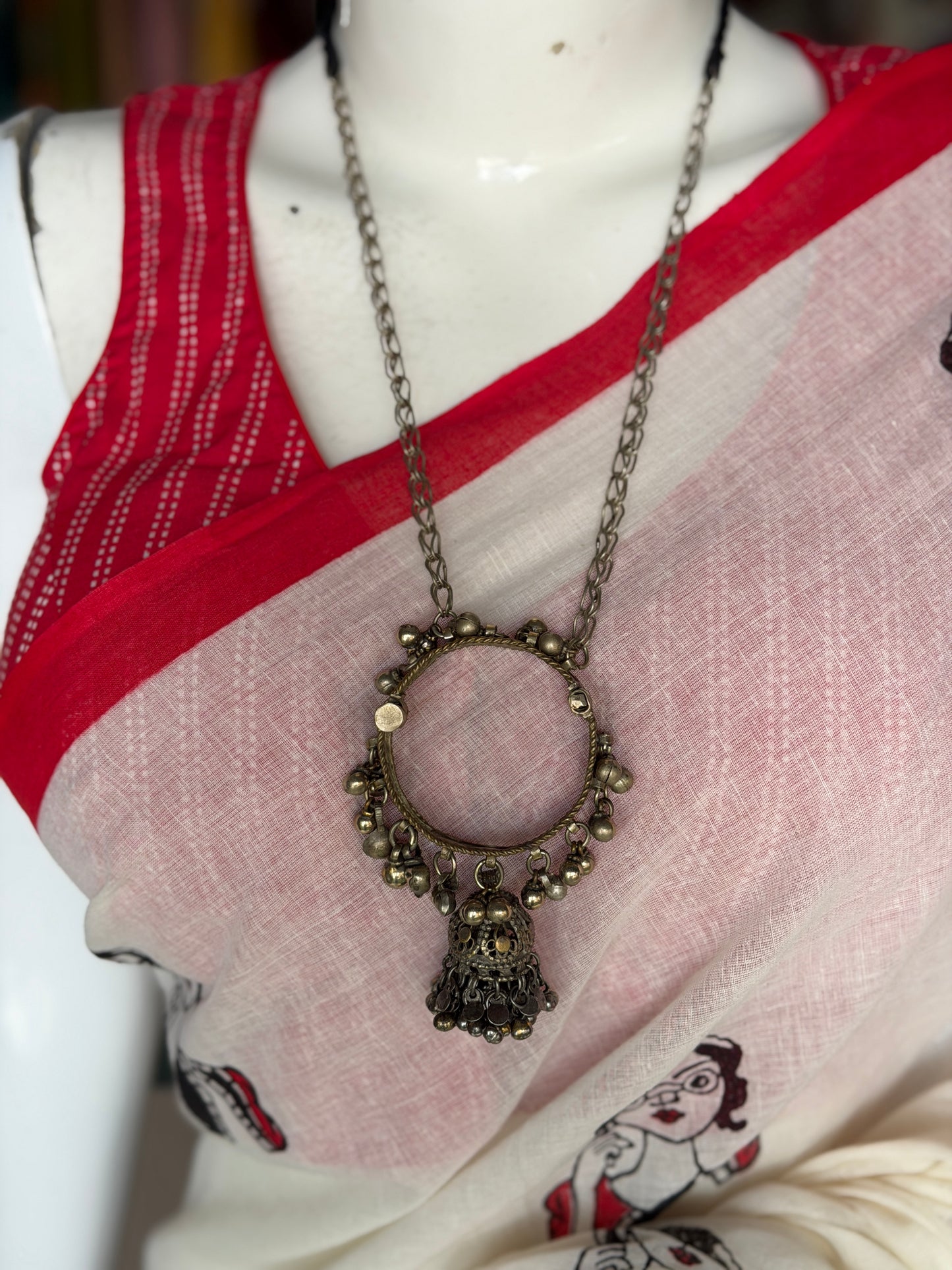 Vintage afghani necklace with kada, ghungroos n jhumki as a pendant