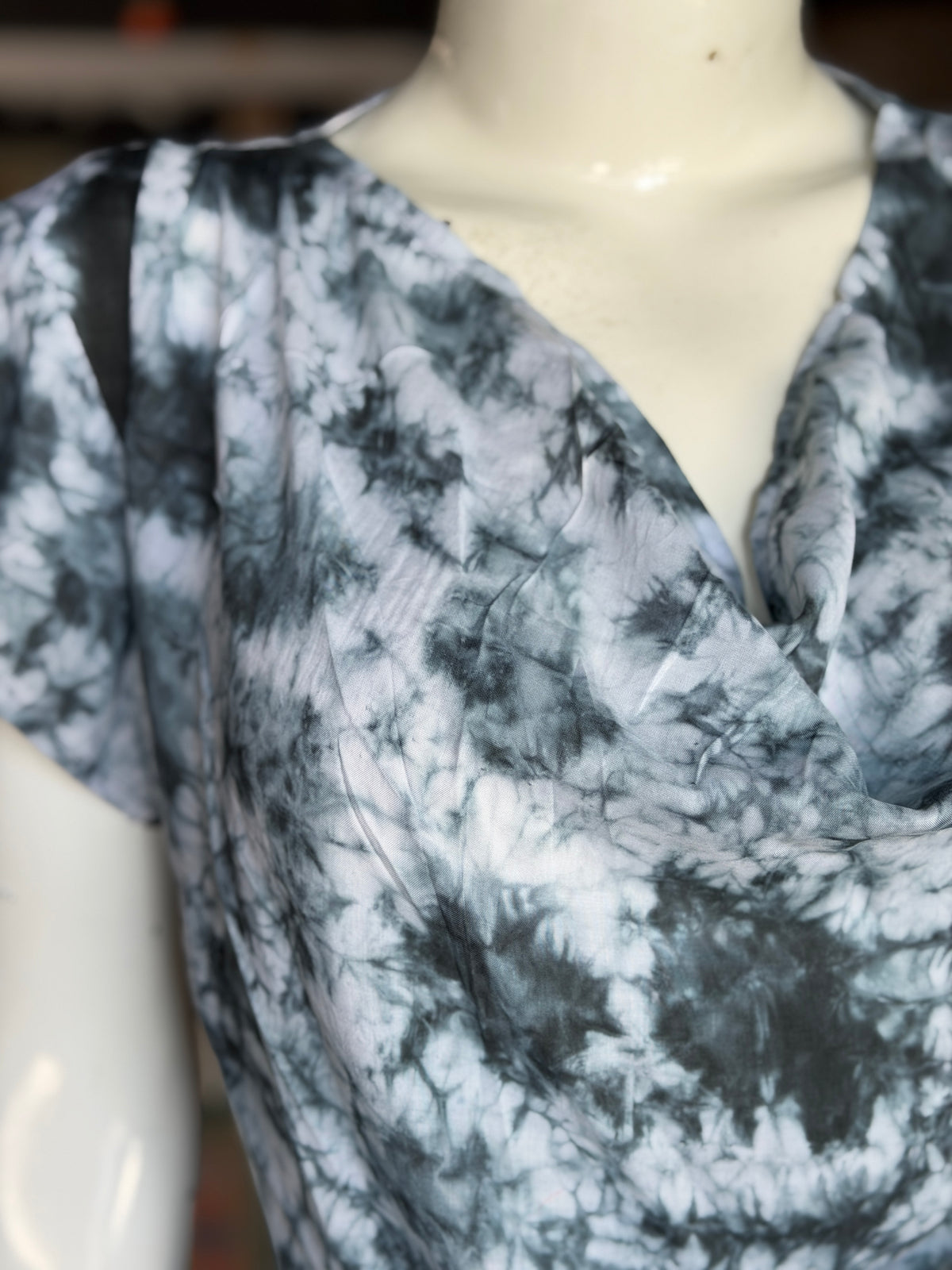 Black tie n dye cowl neck modal top