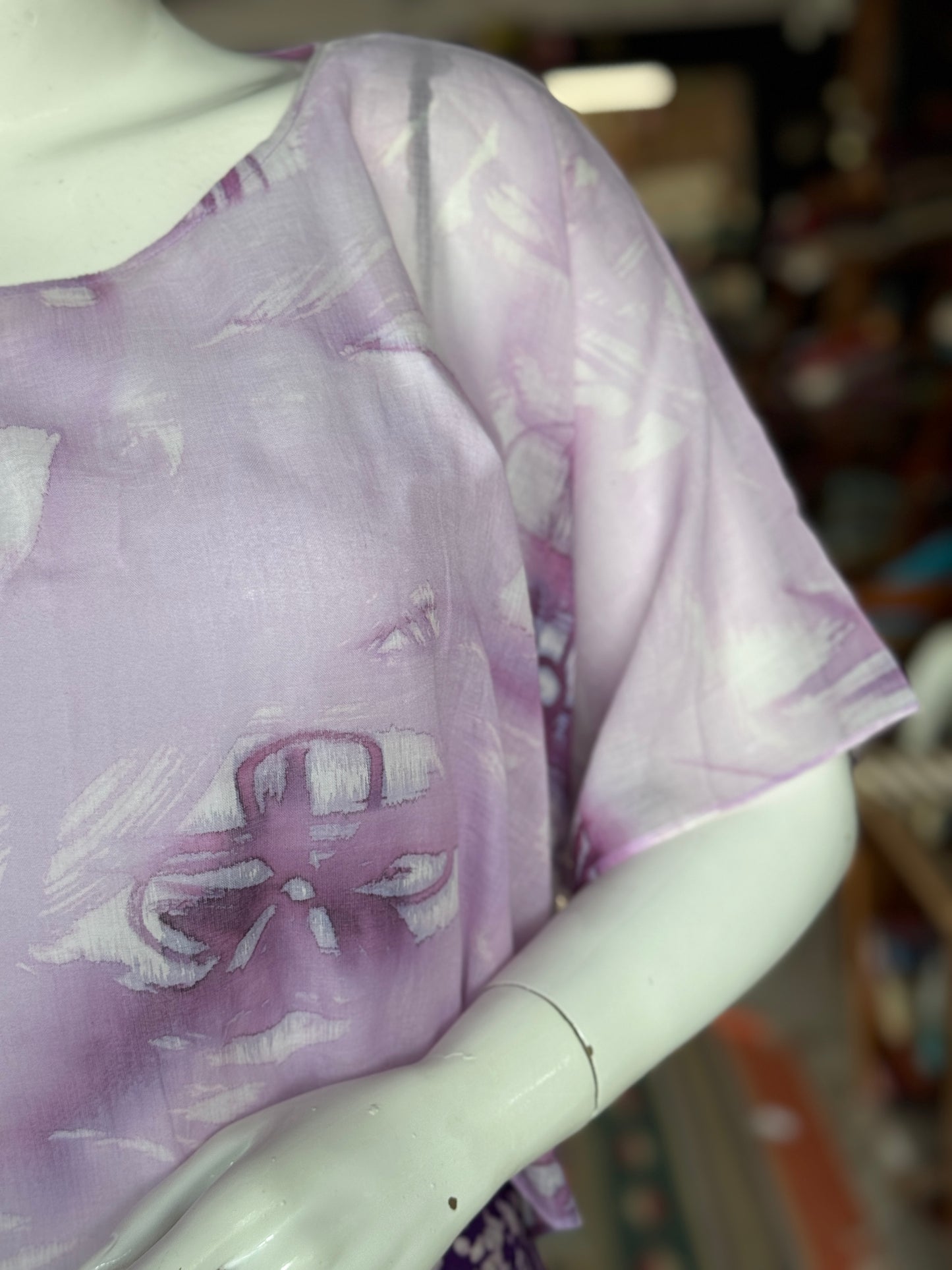 Purple hand-painted mul cotton kaftan crop top