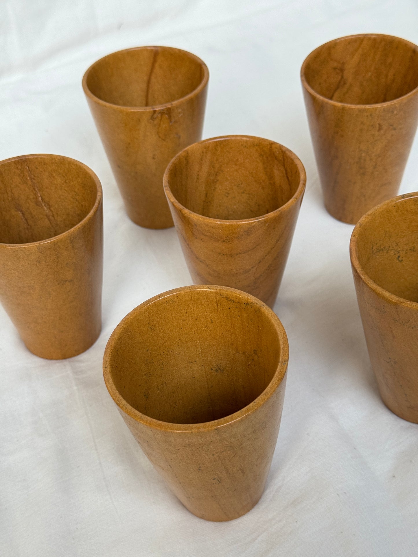 Yellow Jaisalmer stone handcrafted tumbler / glass - single