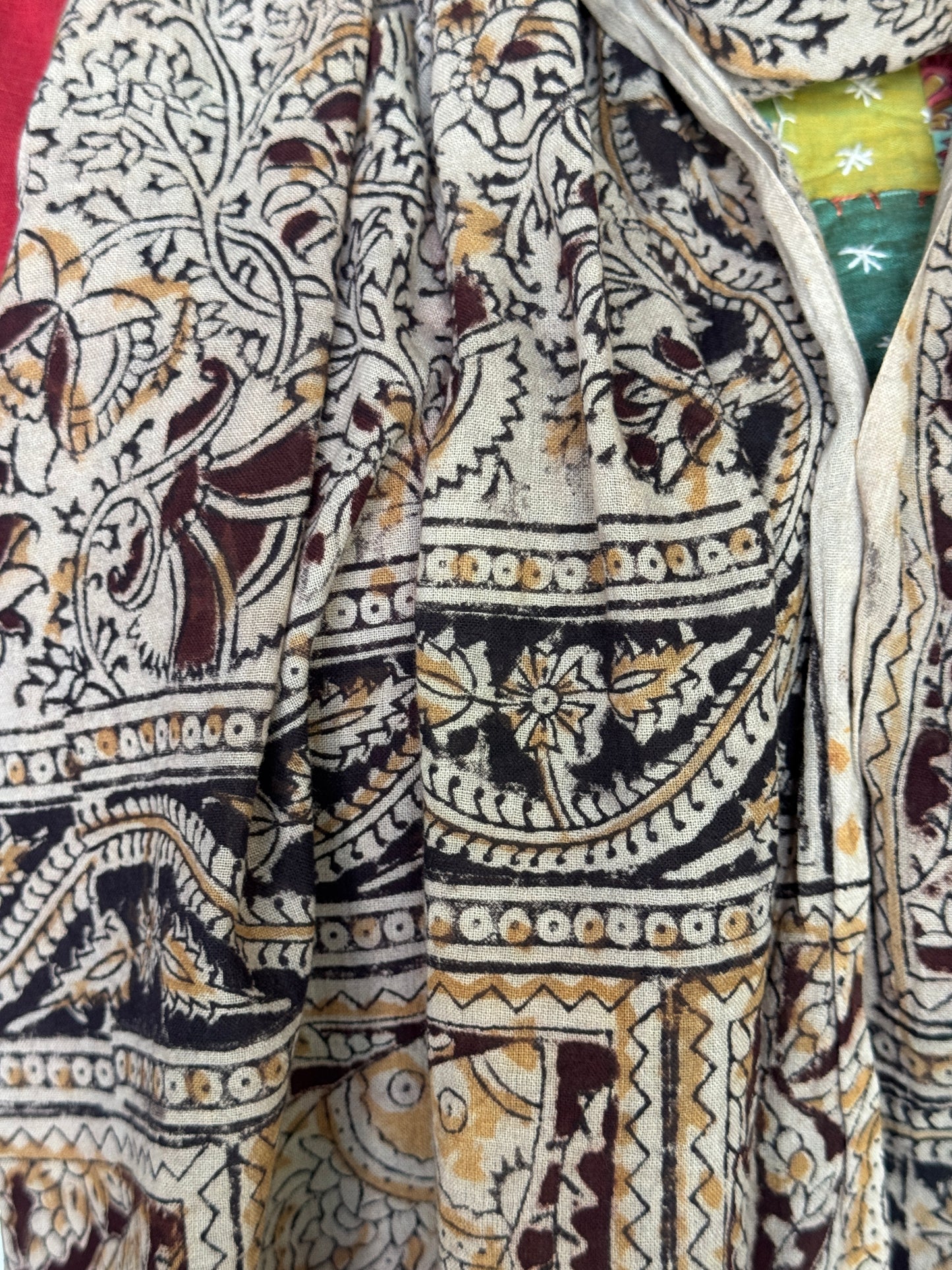 Kalamkari hand block printed cotton stole - colors and designs available