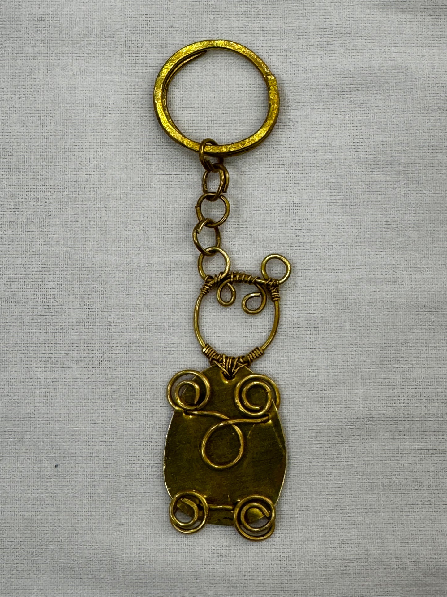 Quirky Brass key ring - handcrafted