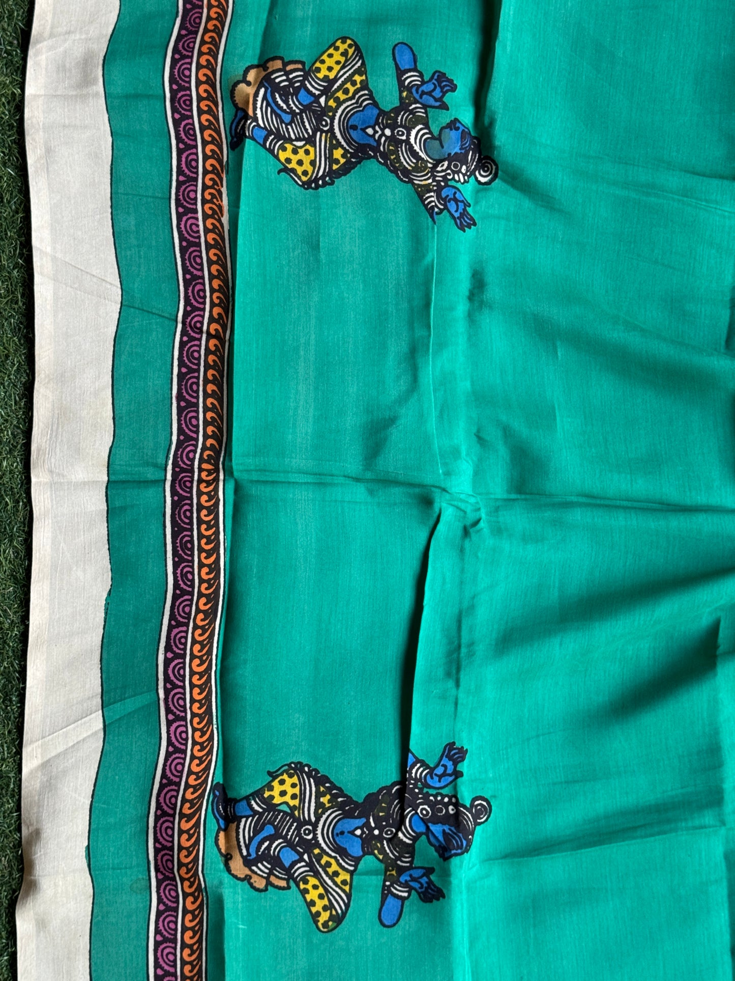 Silk Pen Kalamkari handpainted unstitched blouse piece with border - multiple designs n colors available